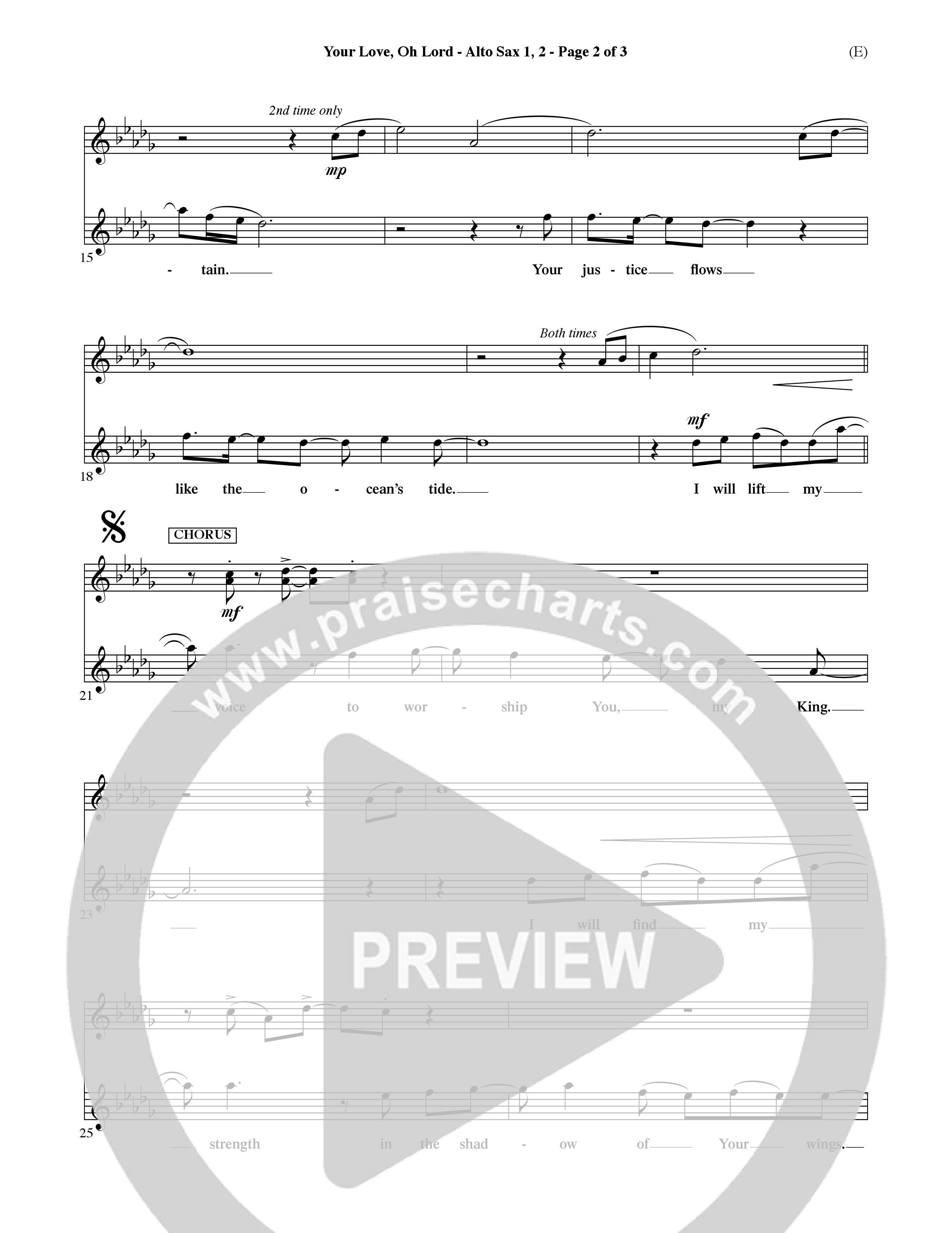 Your Love Oh Lord (Choral Anthem SATB) Alto Sax 1/2 (Word Music Choral / Orch. David Winkler)
