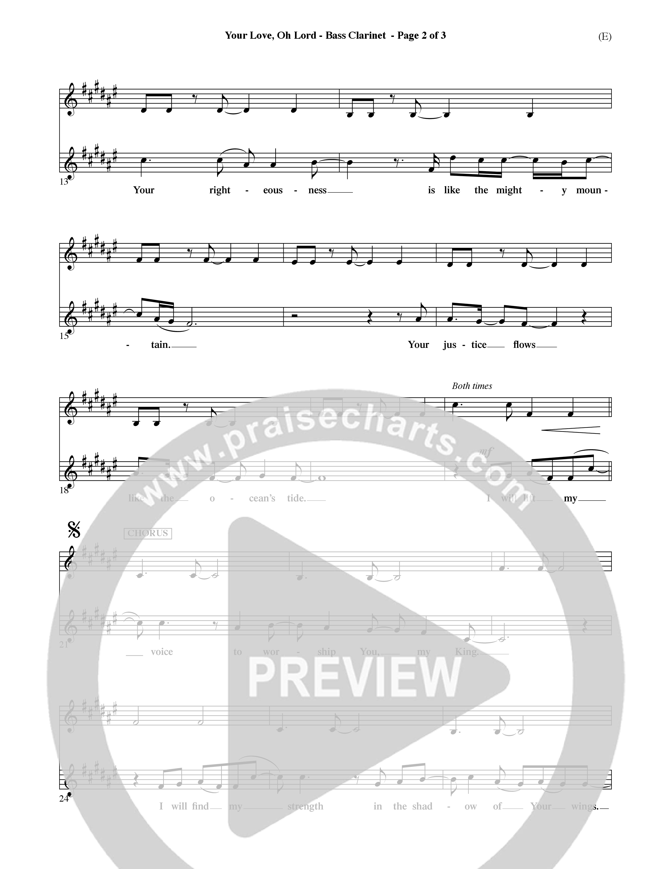 Your Love Oh Lord (Choral Anthem SATB) Bass Clarinet (Word Music Choral / Orch. David Winkler)