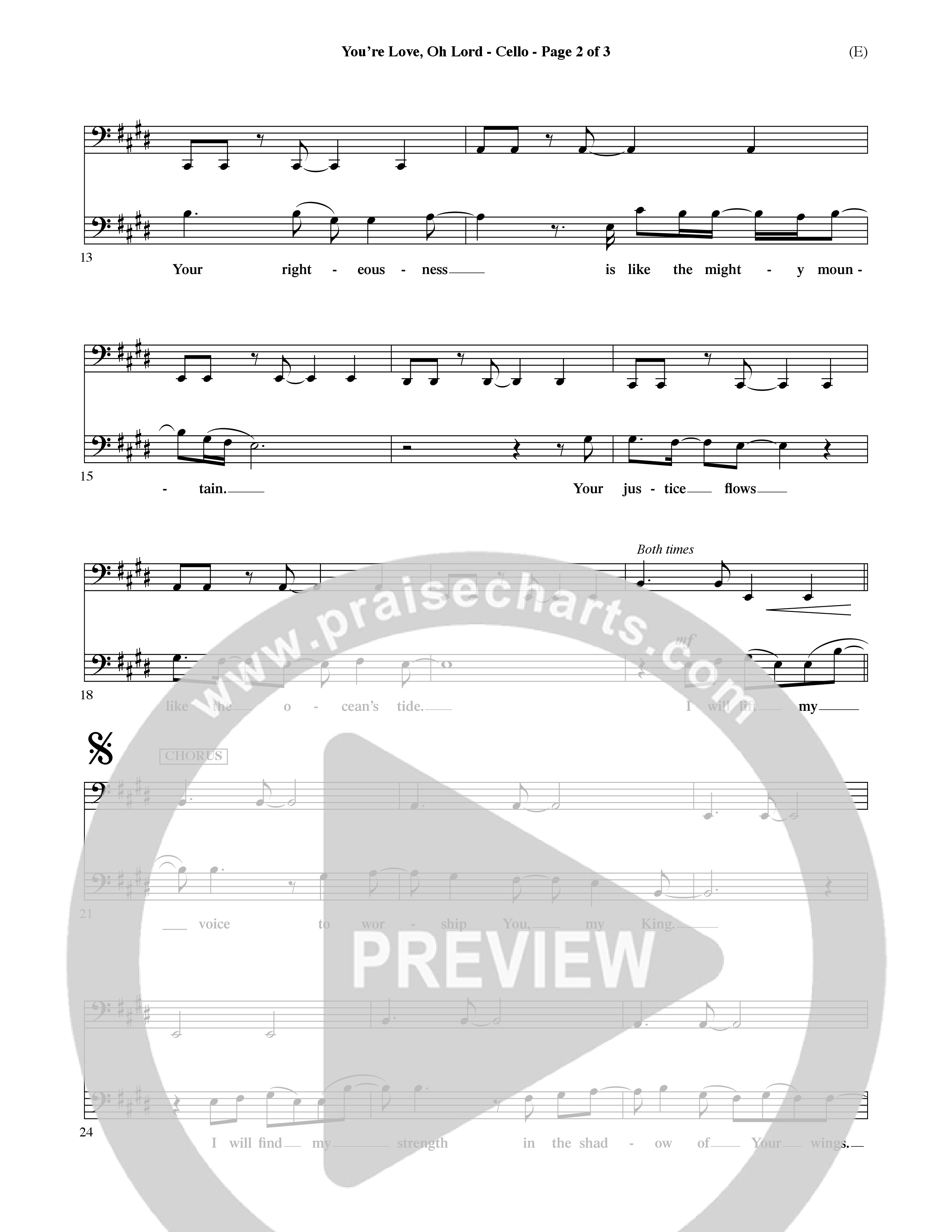 Your Love Oh Lord (Choral Anthem SATB) Cello (Word Music Choral / Orch. David Winkler)