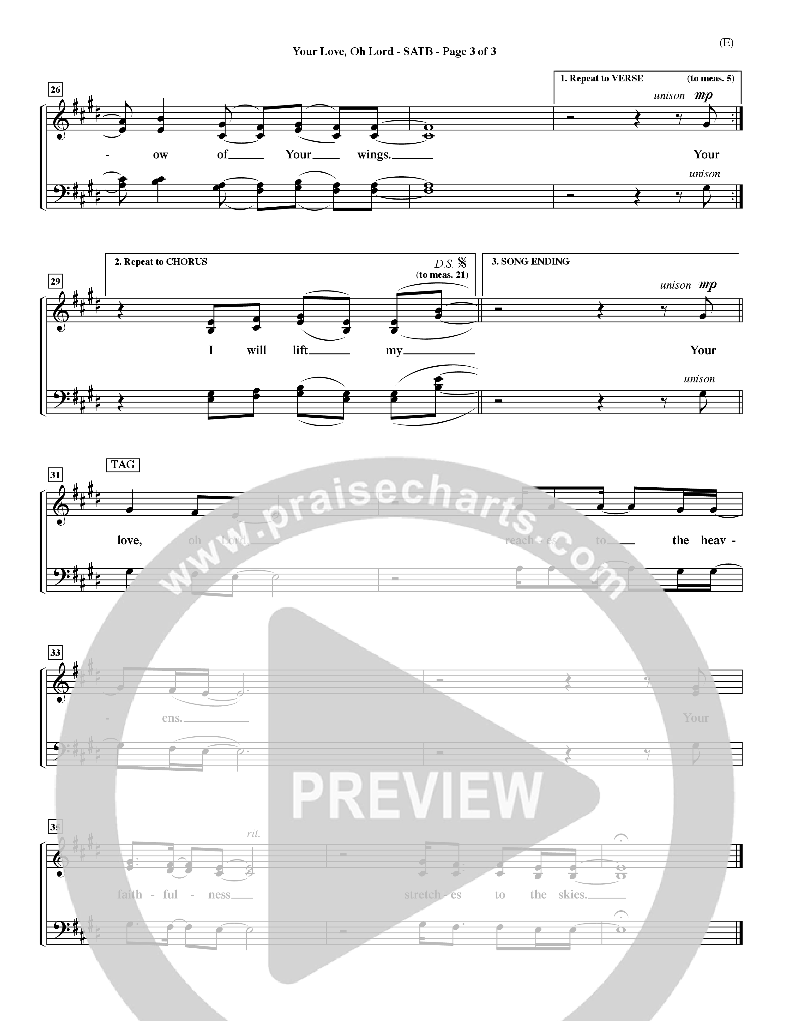 Your Love Oh Lord (Choral Anthem SATB) Choir Sheet (SATB) (Word Music Choral / Orch. David Winkler)