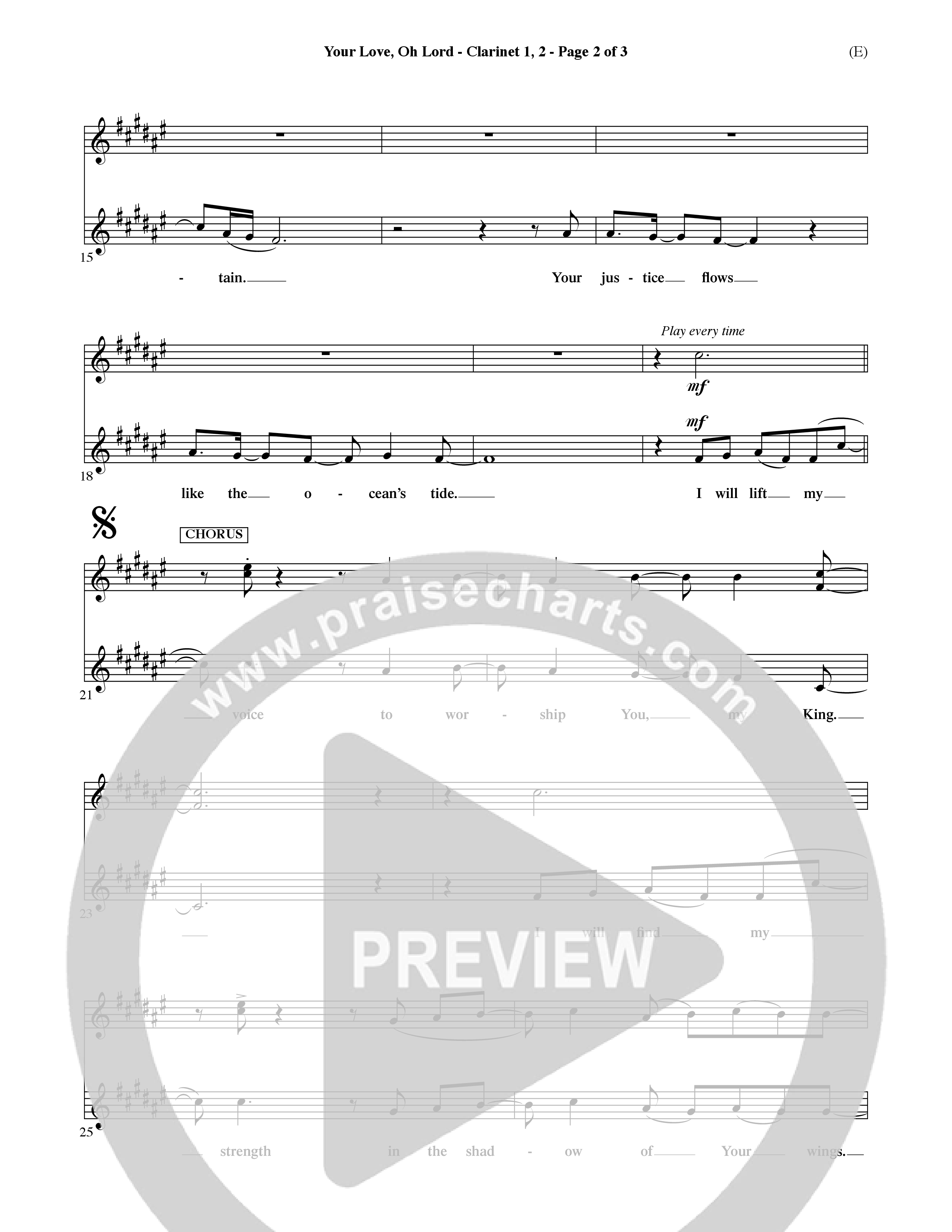 Your Love Oh Lord (Choral Anthem SATB) Clarinet 1/2 (Word Music Choral / Orch. David Winkler)