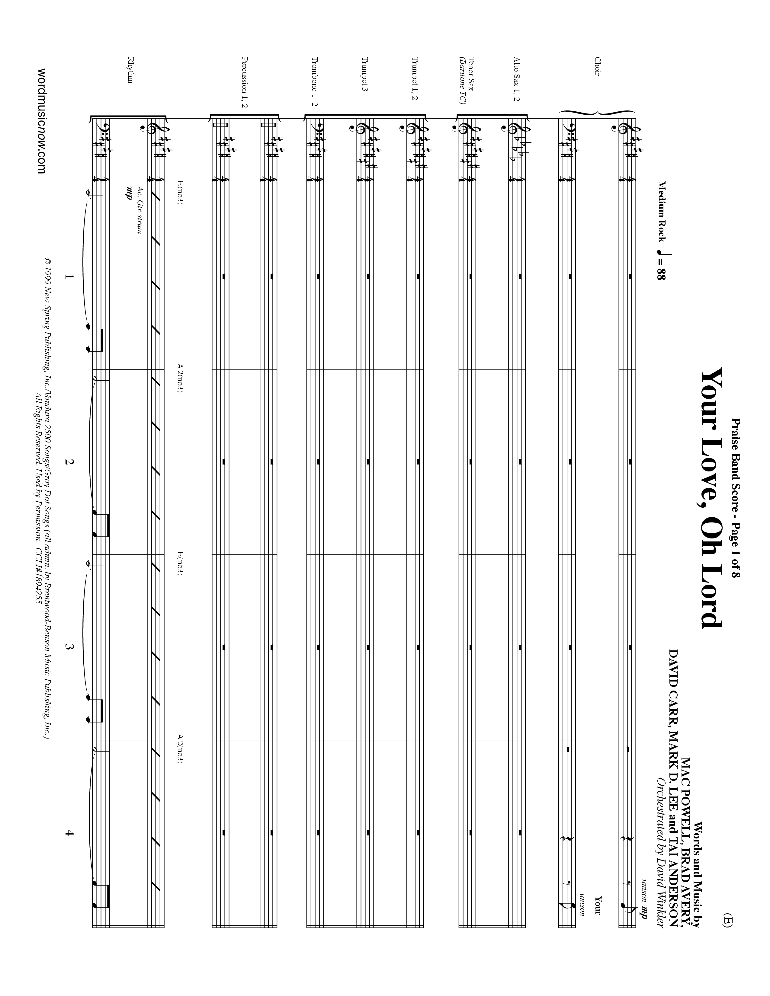 Your Love Oh Lord (Choral Anthem SATB) Conductor's Score (Word Music Choral / Orch. David Winkler)