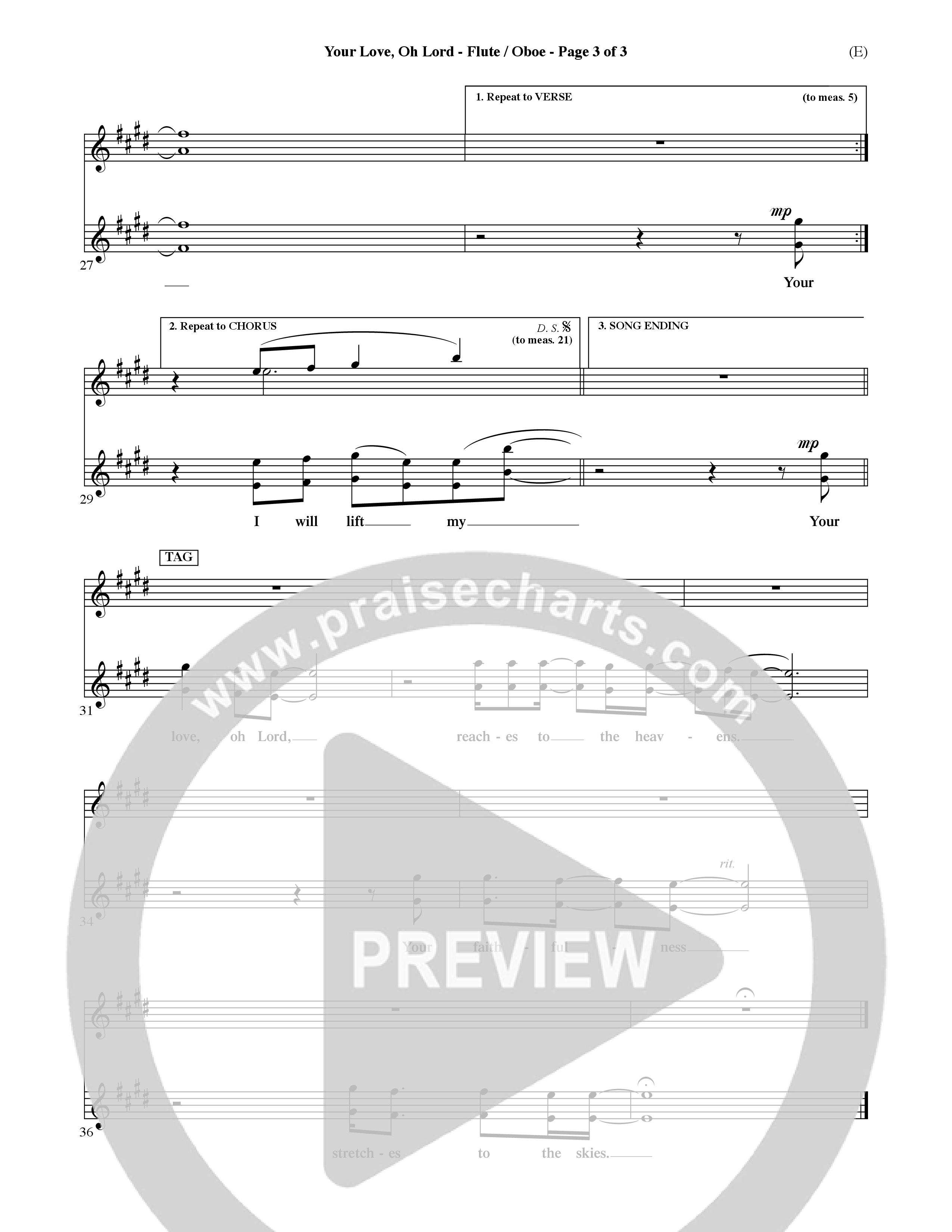 Your Love Oh Lord (Choral Anthem SATB) Flute/Oboe (Word Music Choral / Orch. David Winkler)