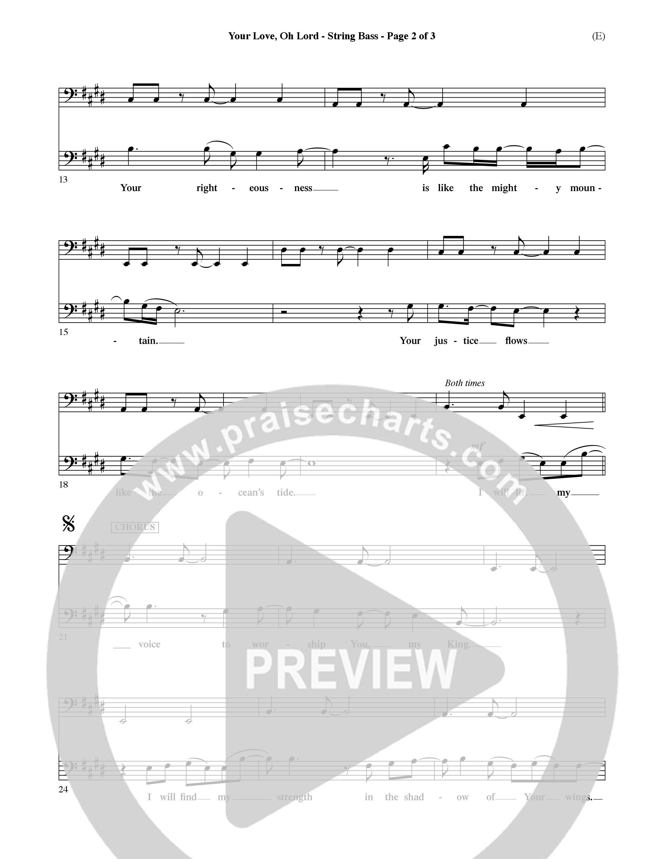 Your Love Oh Lord (Choral Anthem SATB) String Bass (Word Music Choral / Orch. David Winkler)