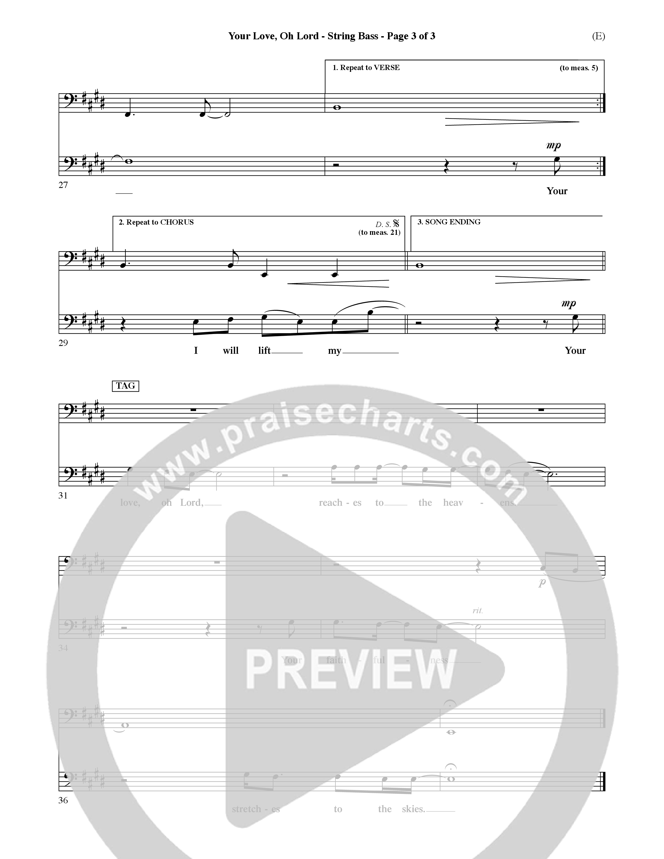 Your Love Oh Lord (Choral Anthem SATB) String Bass (Word Music Choral / Orch. David Winkler)