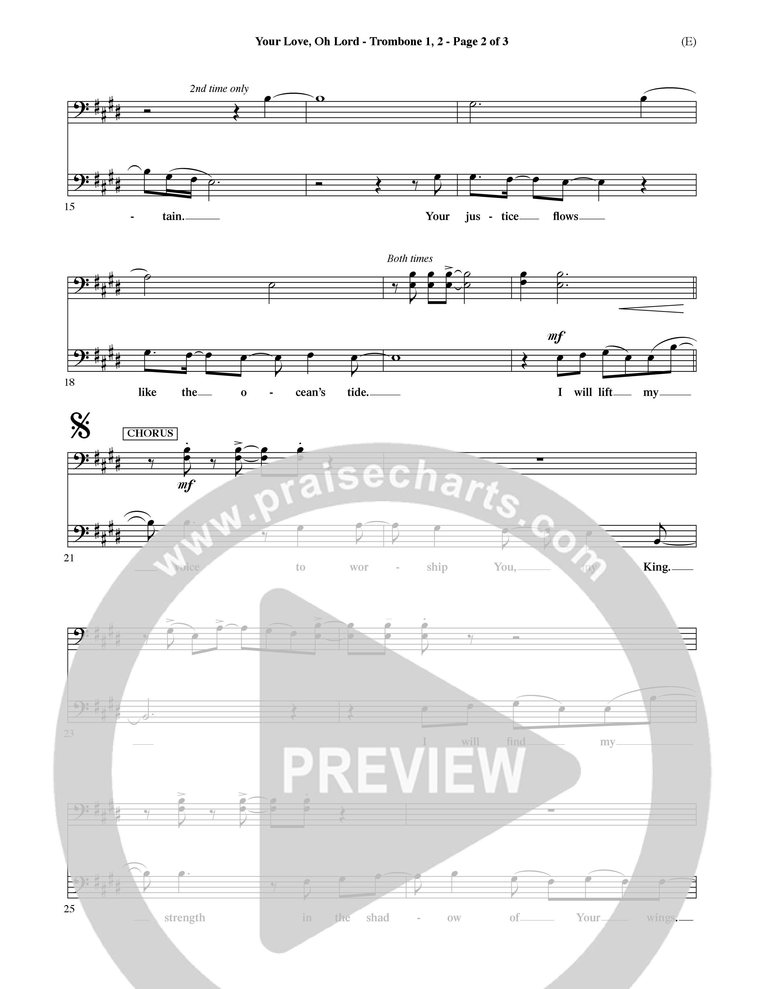 Your Love Oh Lord (Choral Anthem SATB) Trombone 1/2 (Word Music Choral / Orch. David Winkler)