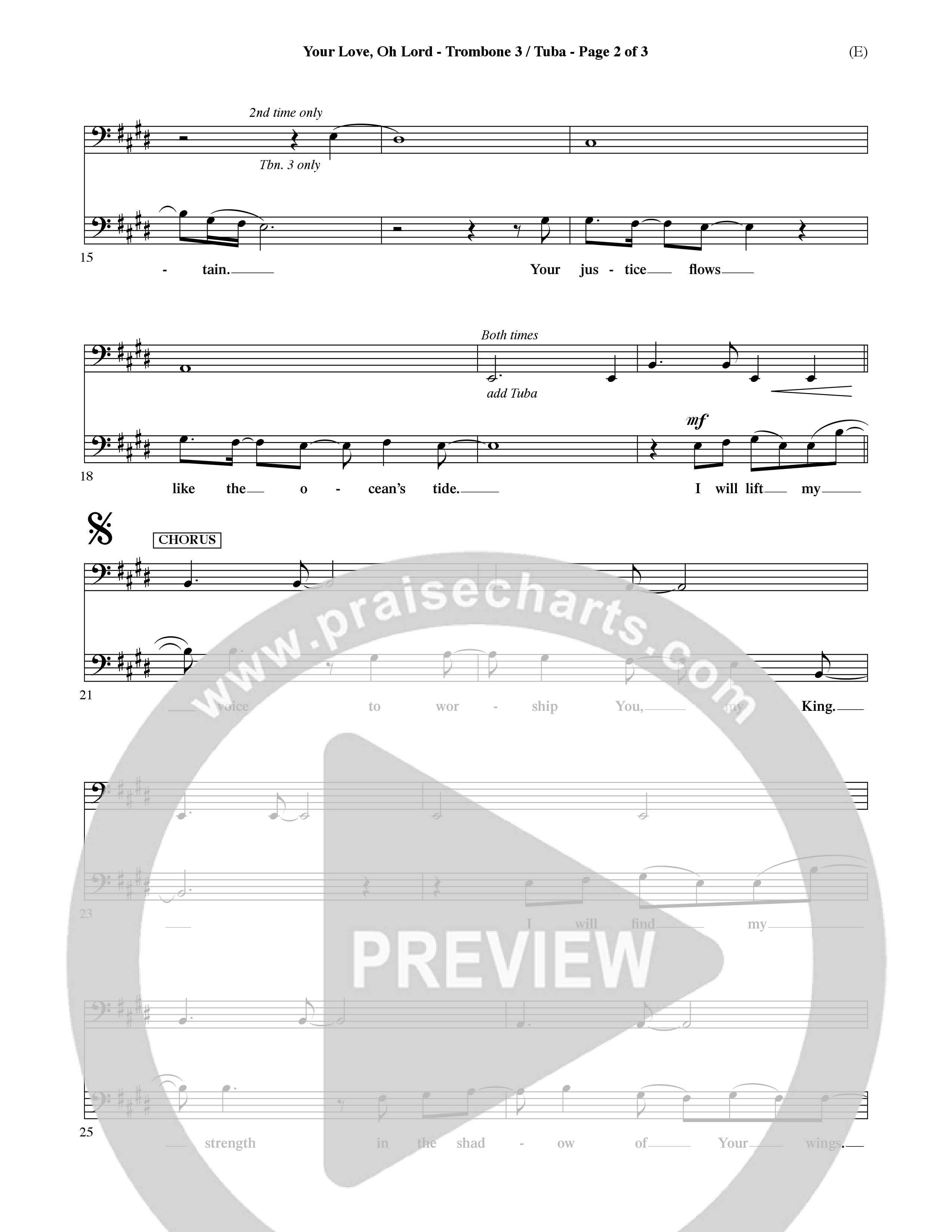 Your Love Oh Lord (Choral Anthem SATB) Trombone 3/Tuba (Word Music Choral / Orch. David Winkler)