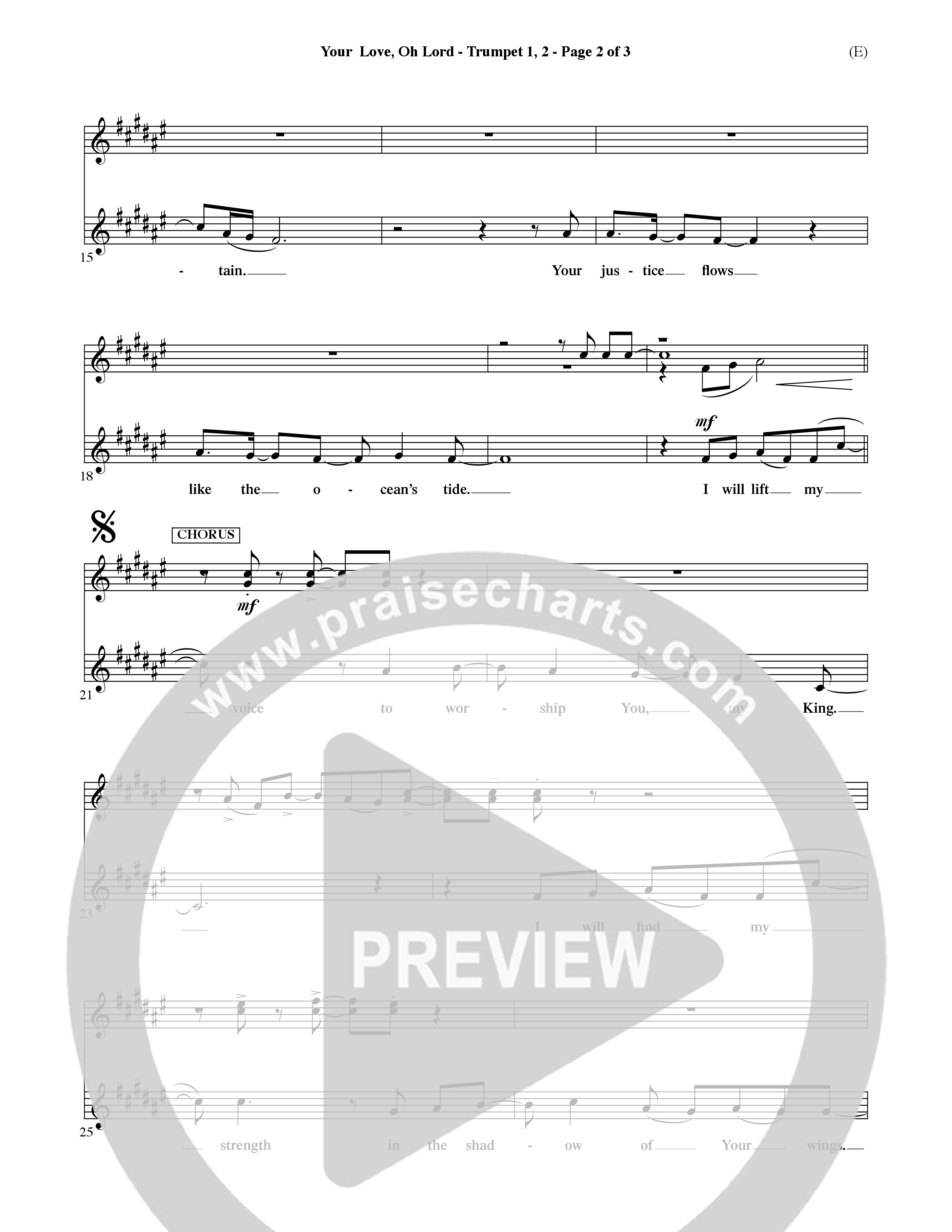 Your Love Oh Lord (Choral Anthem SATB) Trumpet 1,2 (Word Music Choral / Orch. David Winkler)