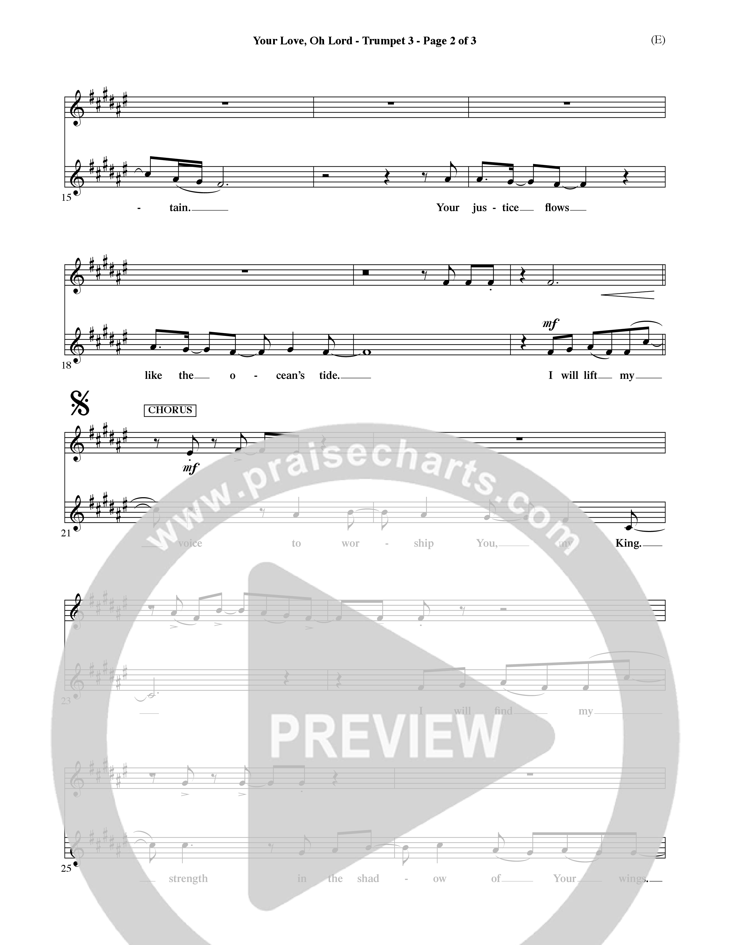Your Love Oh Lord (Choral Anthem SATB) Trumpet 3 (Word Music Choral / Orch. David Winkler)
