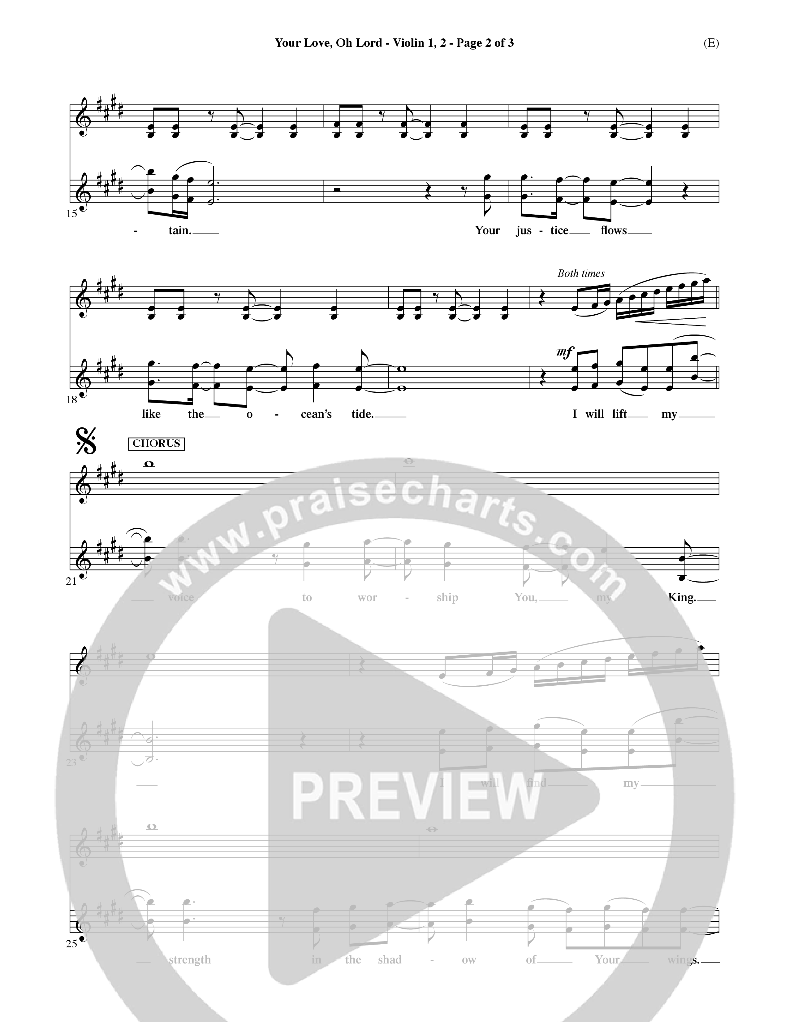 Your Love Oh Lord (Choral Anthem SATB) Violin 1/2 (Word Music Choral / Orch. David Winkler)