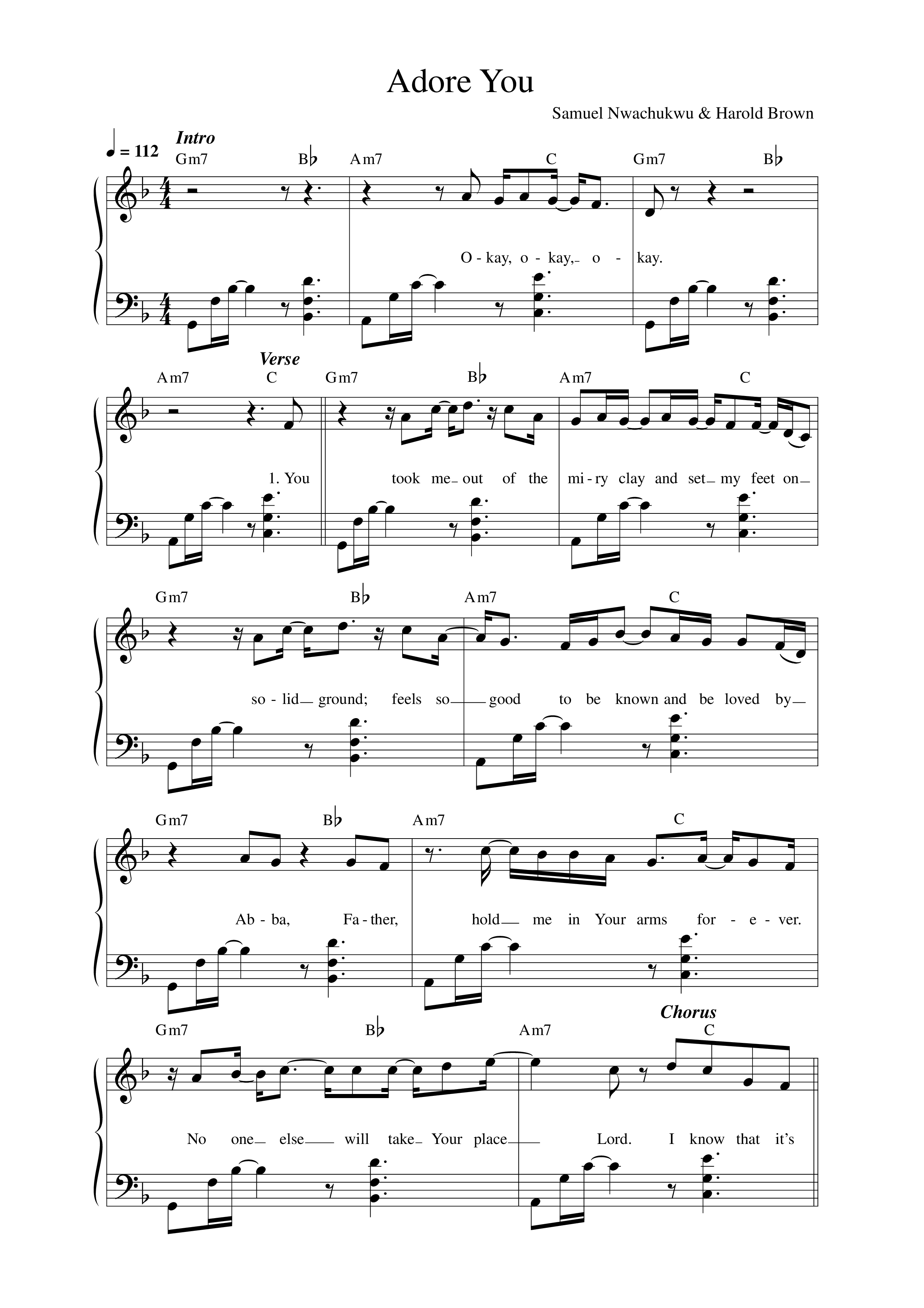 Adore You Lead Sheet Melody (CalledOut Music)