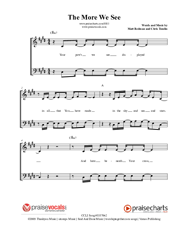 The More We See Lead Sheet (PraiseVocals)