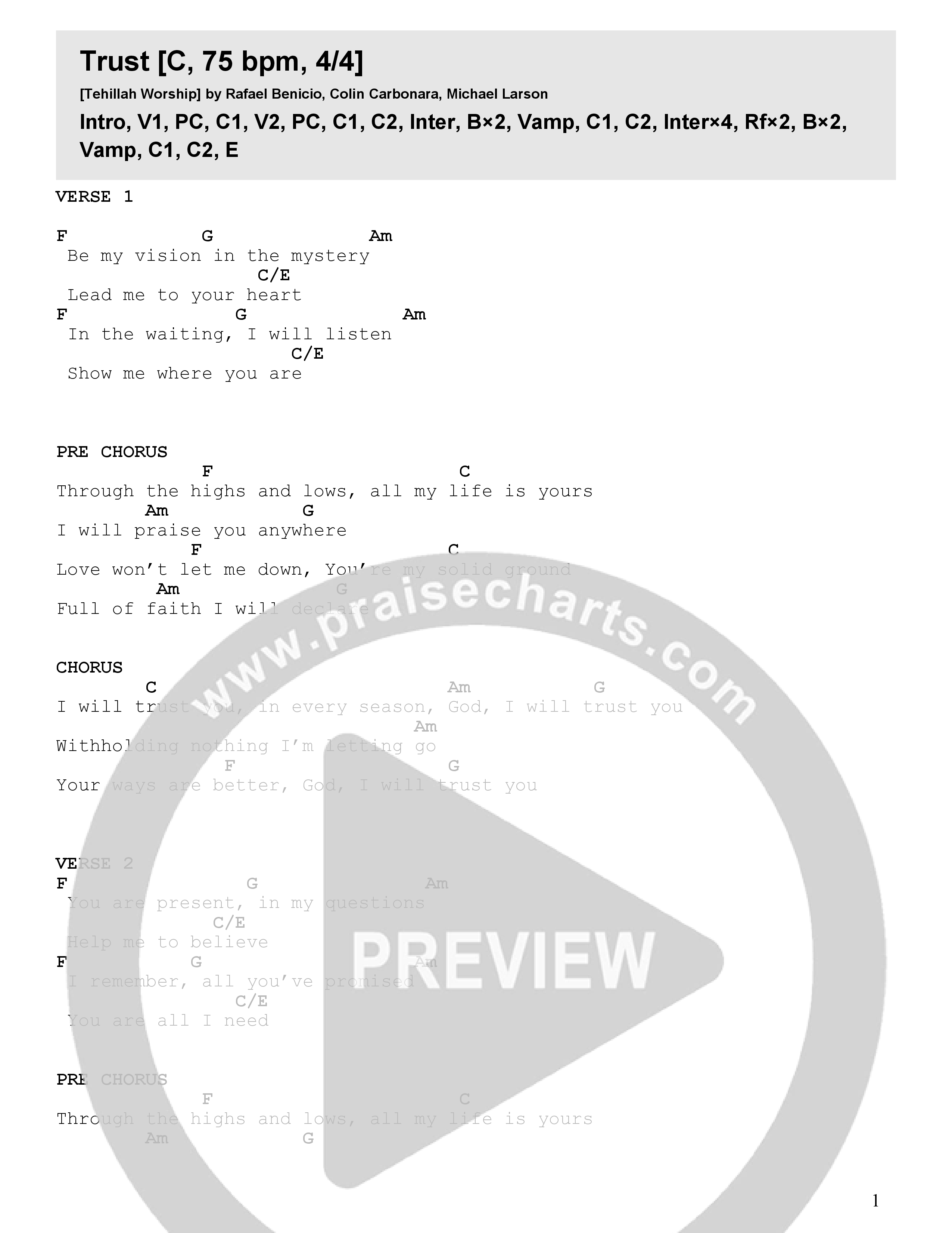 Trust Chord Chart (Tehillah Worship)