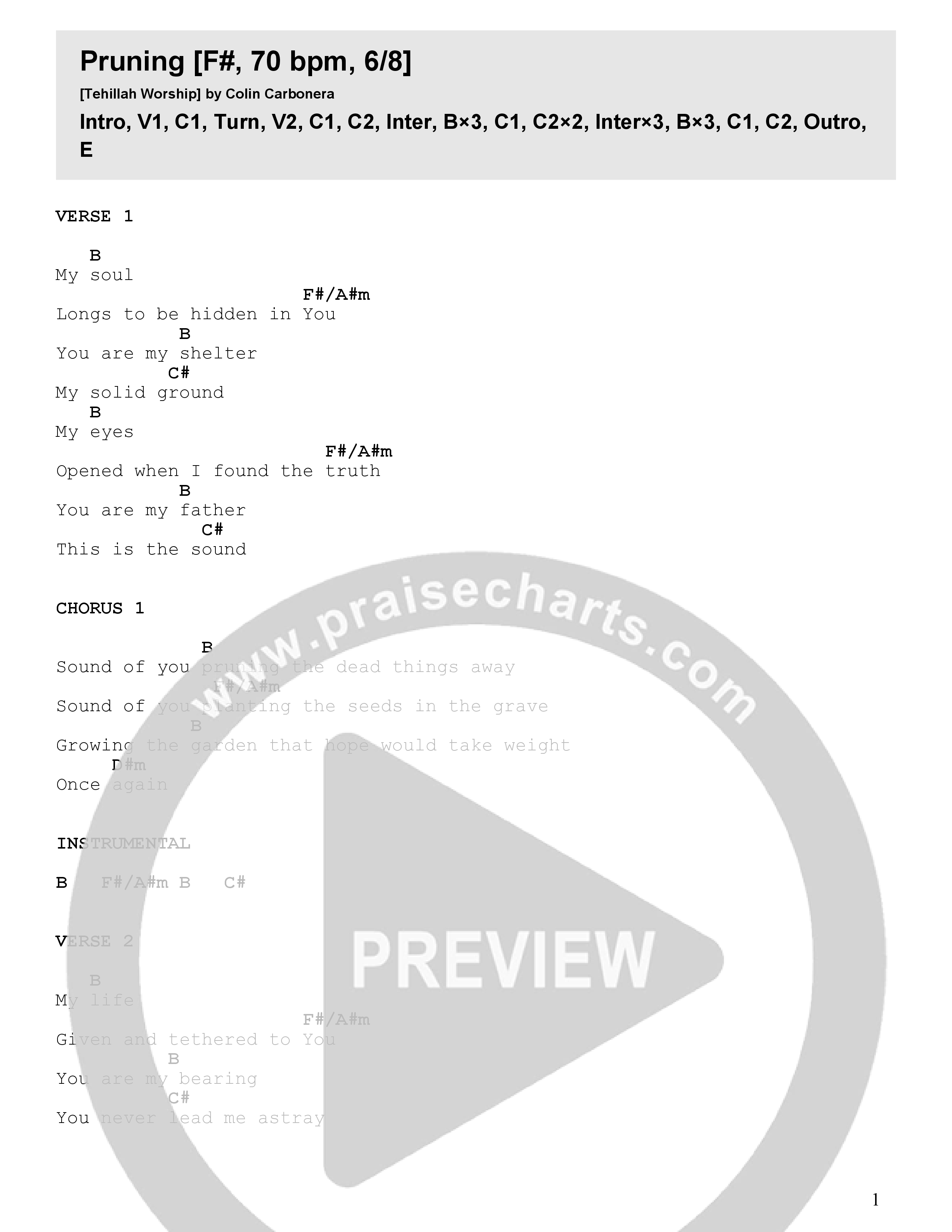 Pruning Chord Chart (Tehillah Worship)