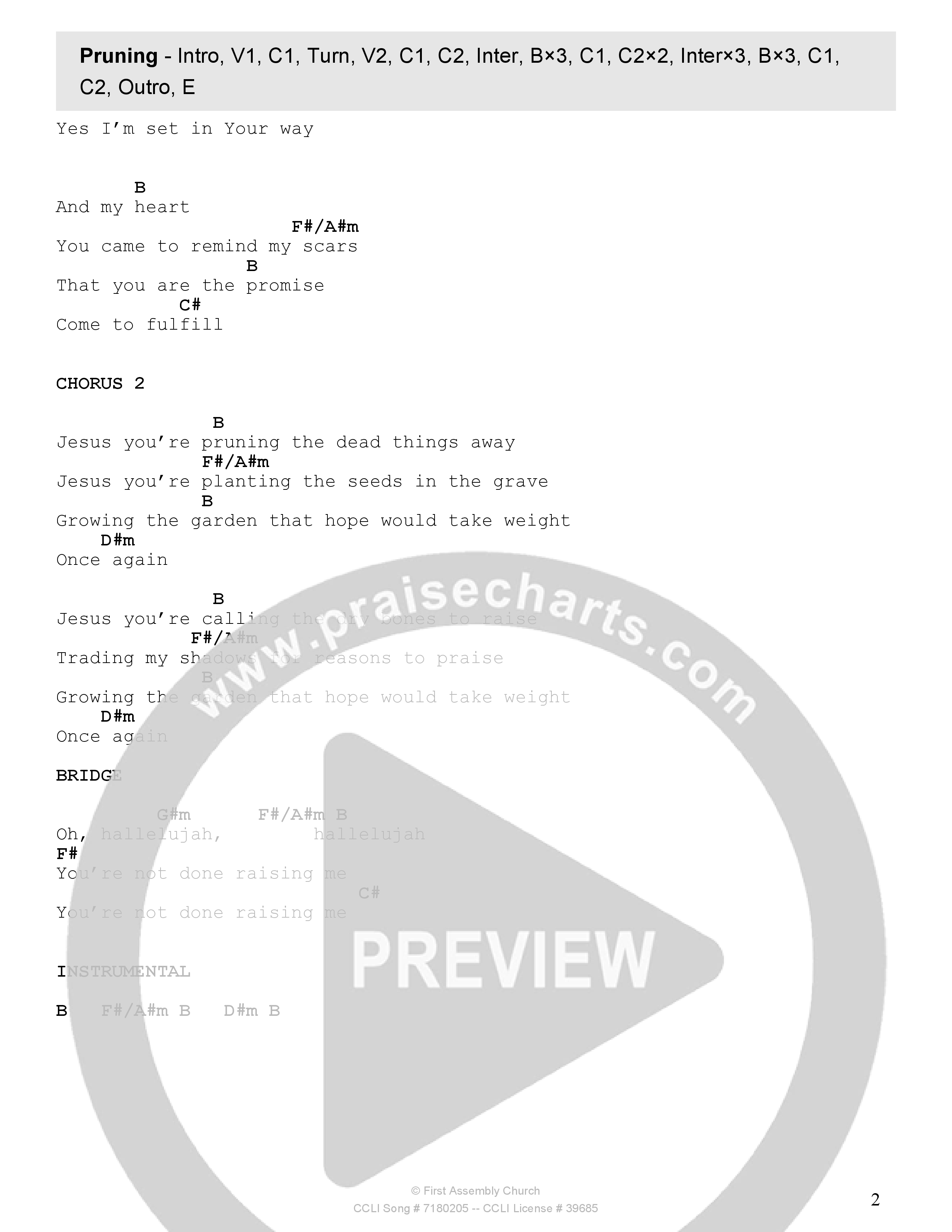 Pruning Chord Chart (Tehillah Worship)