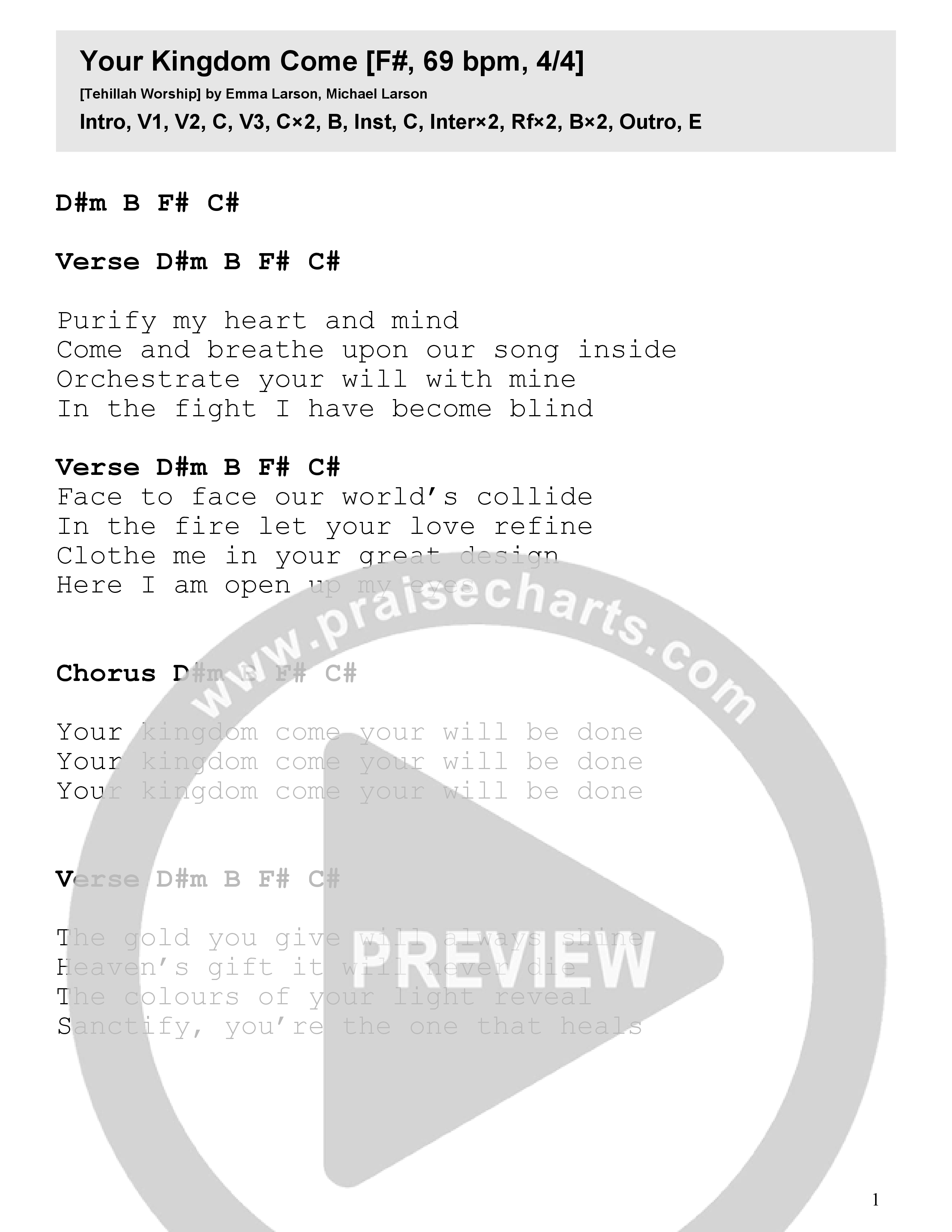 Your Kingdom Come Chord Chart (Tehillah Worship)