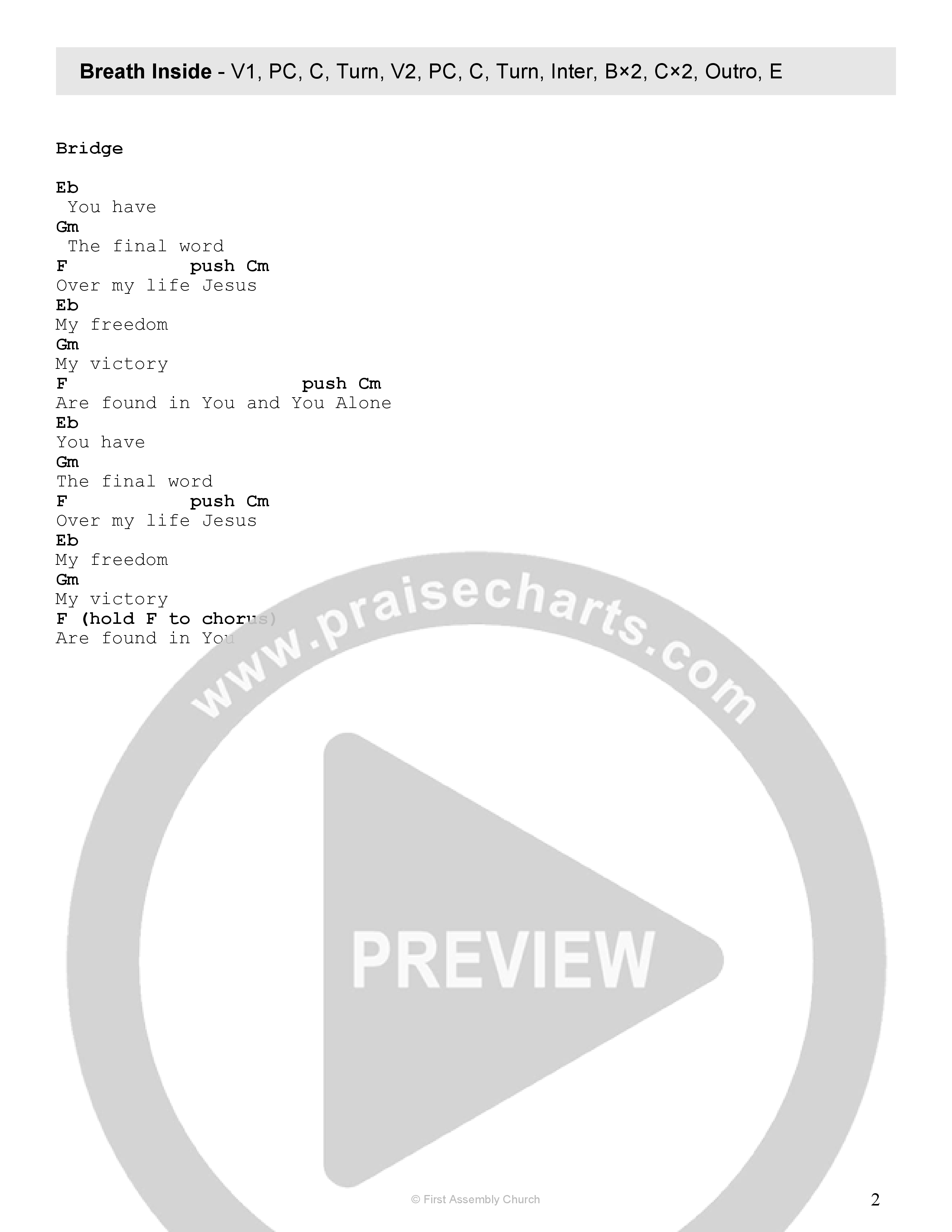 Breath Inside Chord Chart (Tehillah Worship)