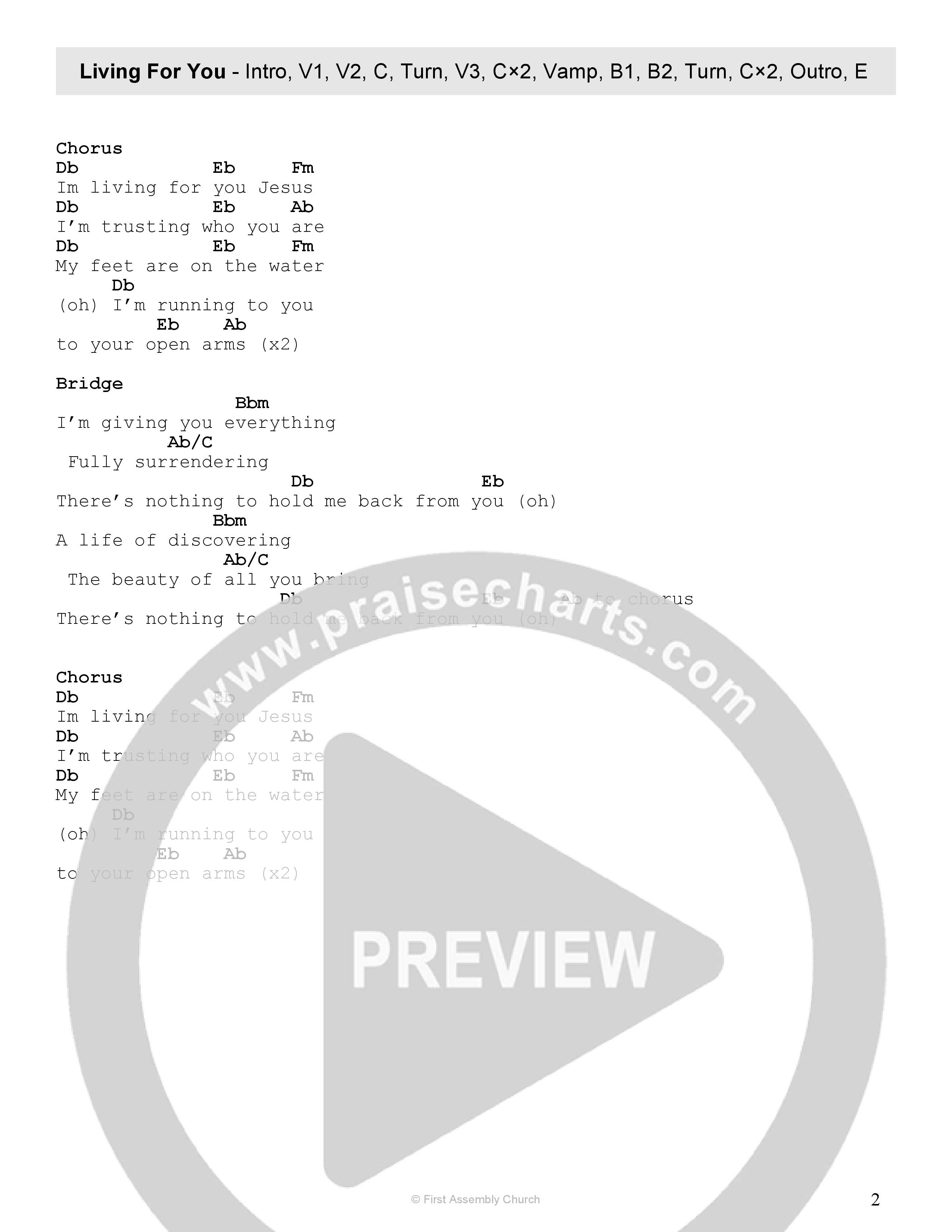 Living For You Chord Chart (Tehillah Worship)
