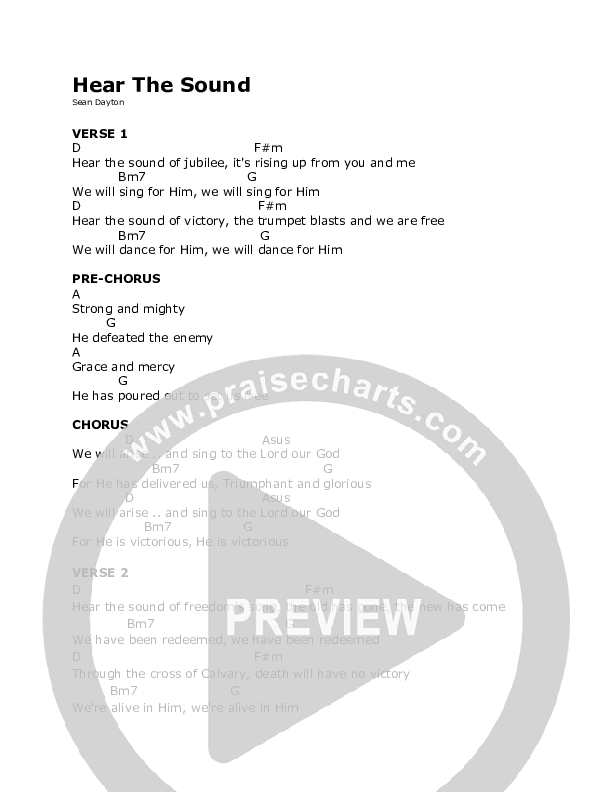 Hear The Sound Chord Chart (Sean Dayton)