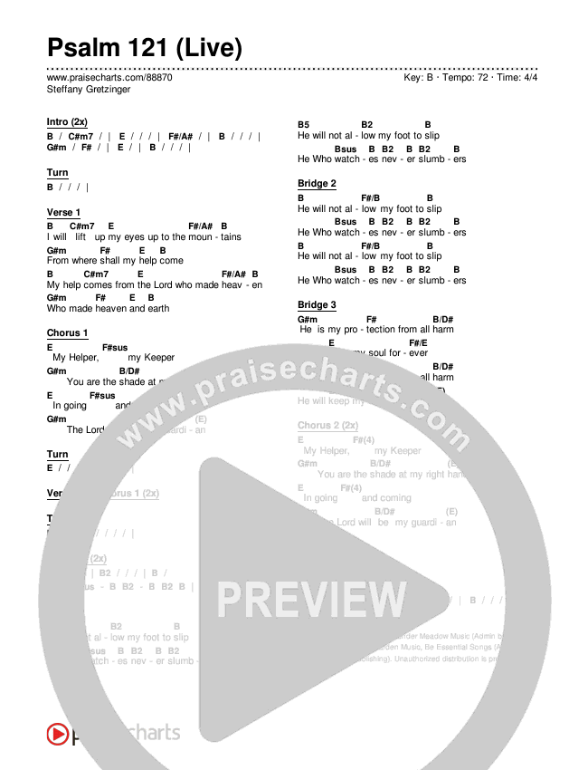 Psalm 121 (Live) Chords & Lyrics (Steffany Gretzinger)