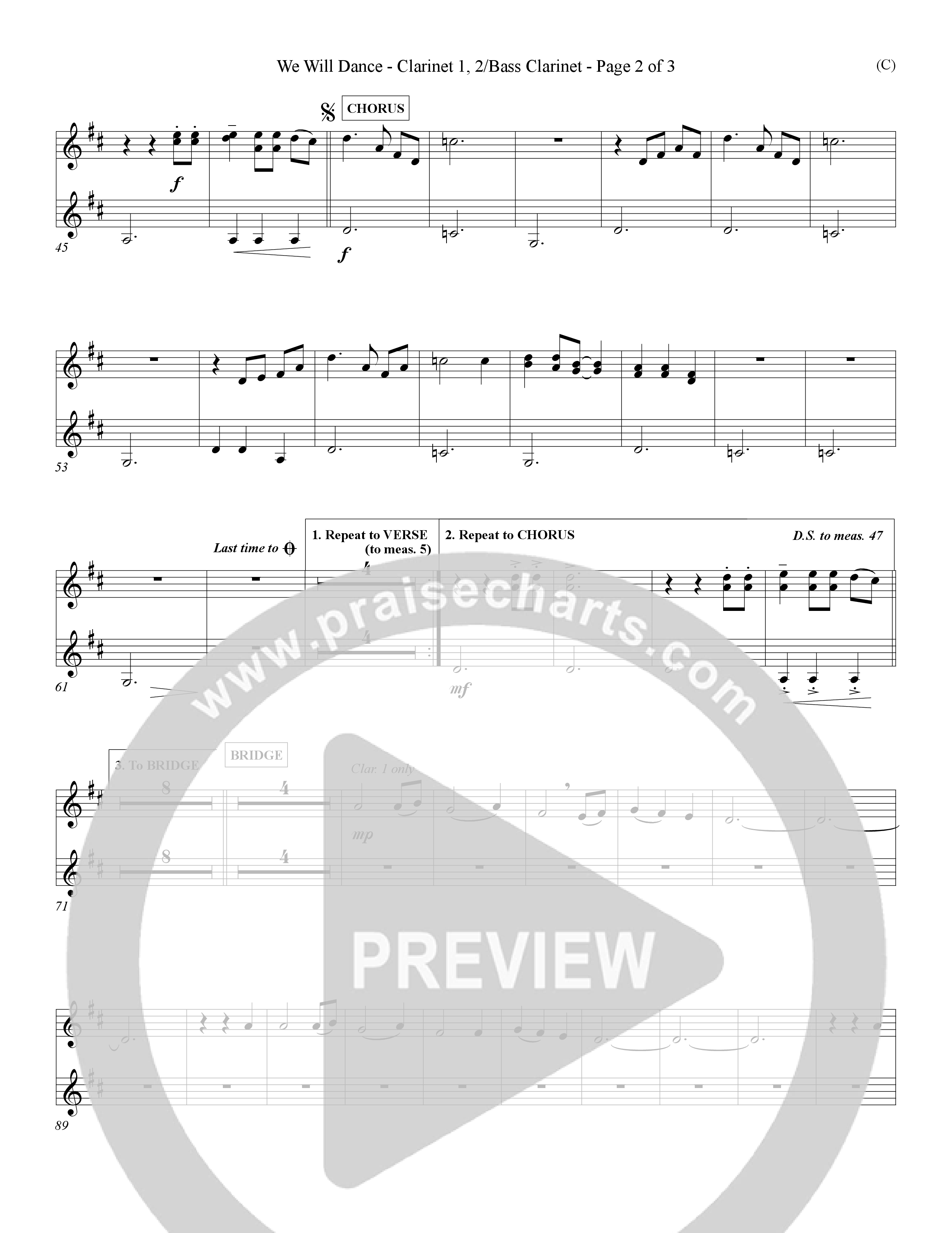 We Will Dance (Choral Anthem SATB) Clarinet (Word Music Choral / Orch. David Winkler)