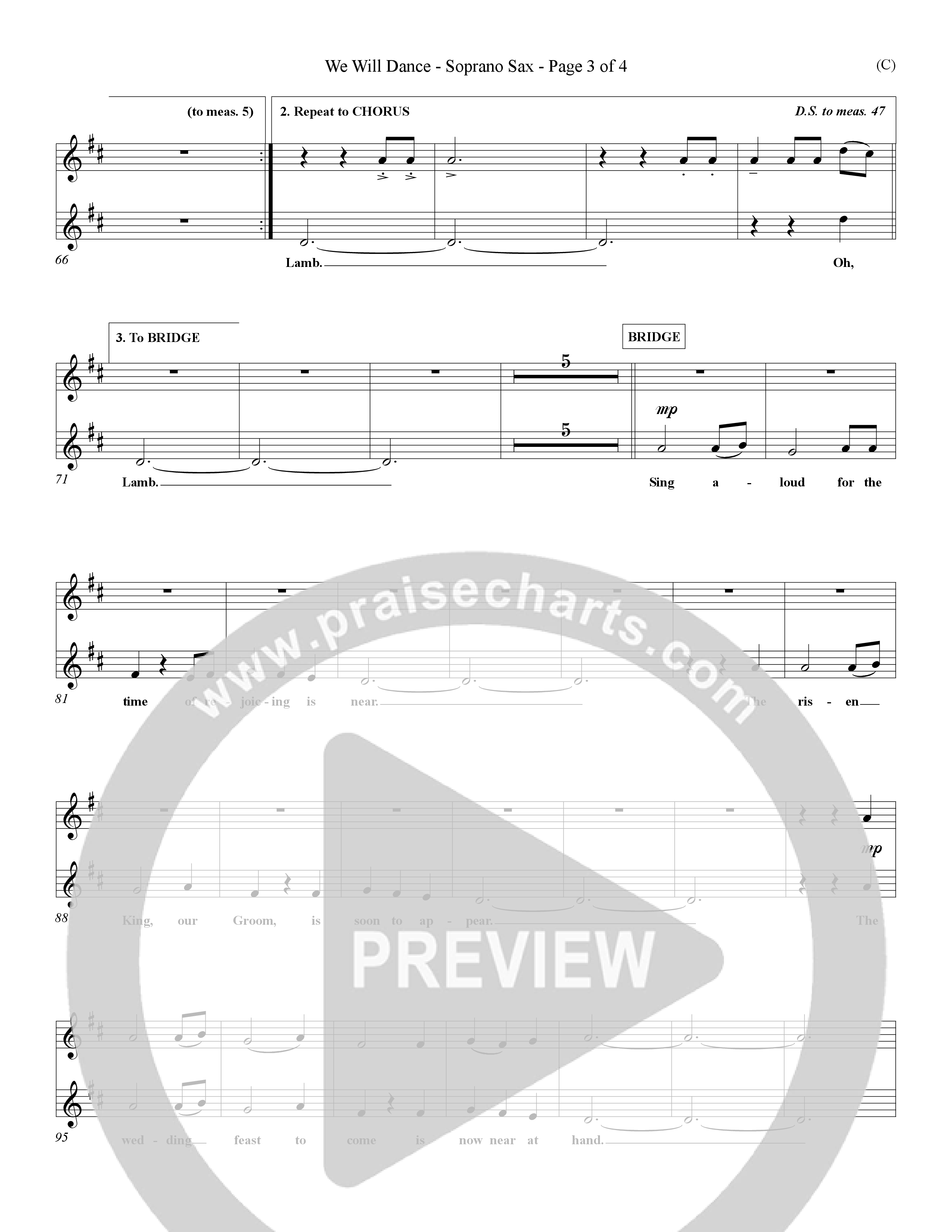 We Will Dance (Choral Anthem SATB) Saxophone (Word Music Choral / Orch. David Winkler)