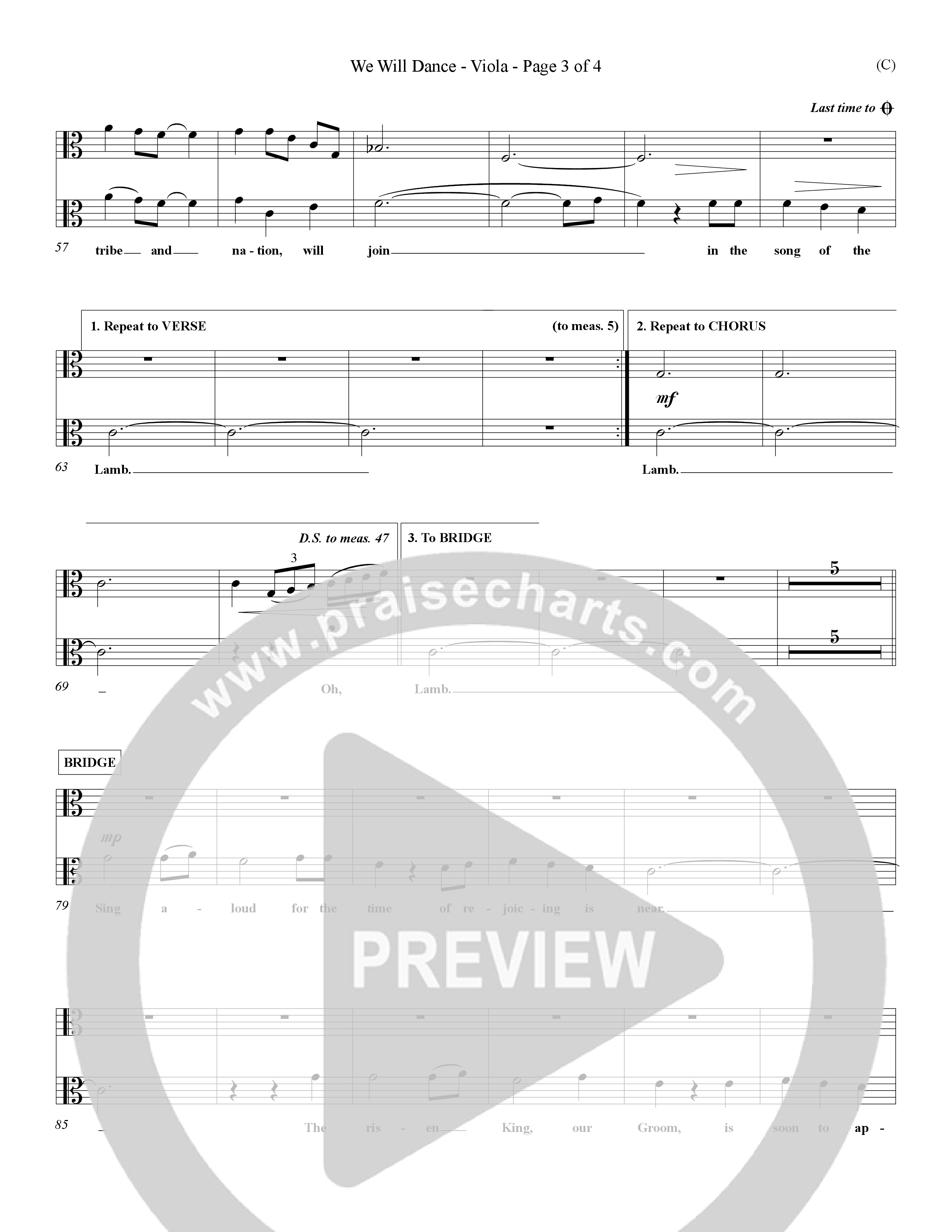 We Will Dance (Choral Anthem SATB) Viola (Word Music Choral / Orch. David Winkler)