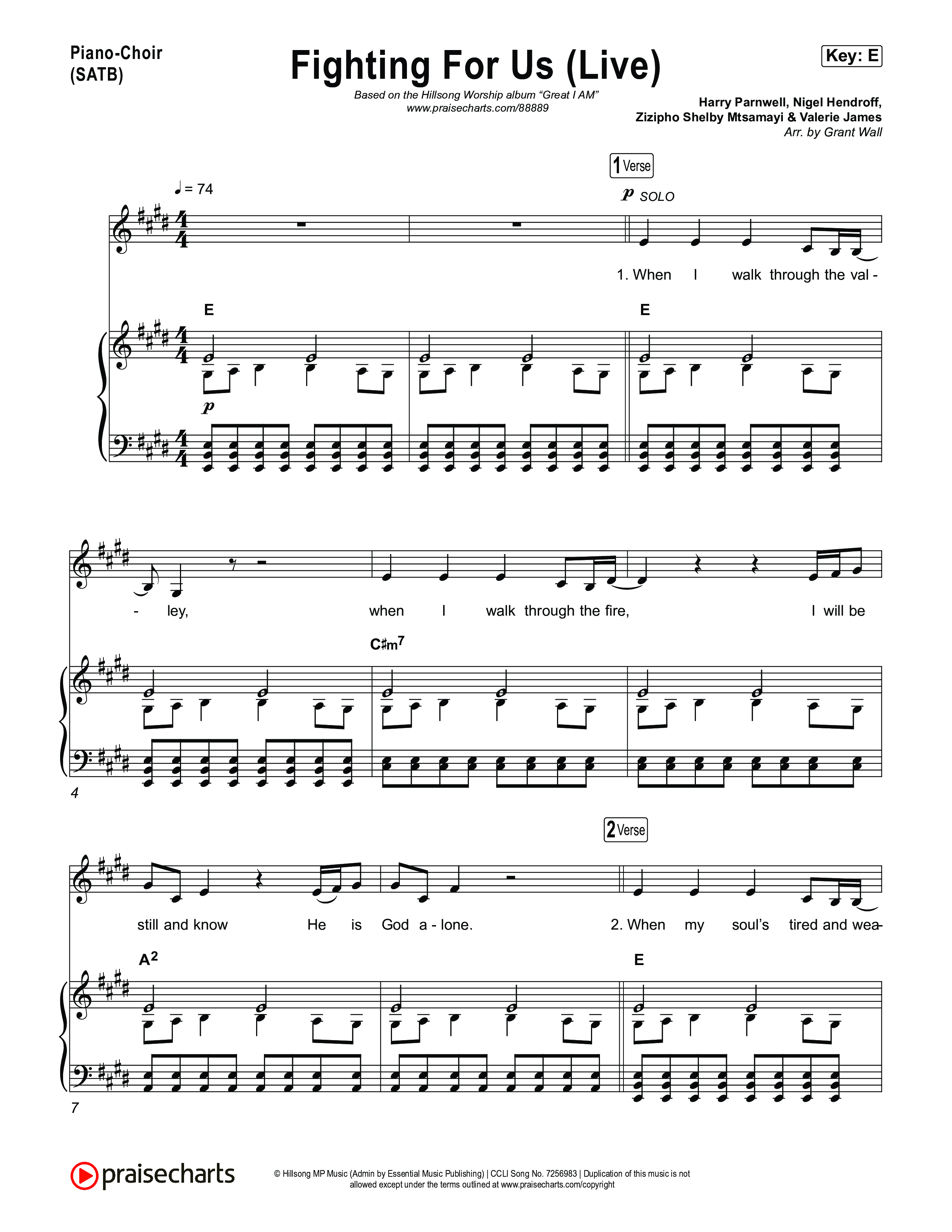 Fighting For Us (Live) Piano/Vocal Pack (Hillsong Worship)