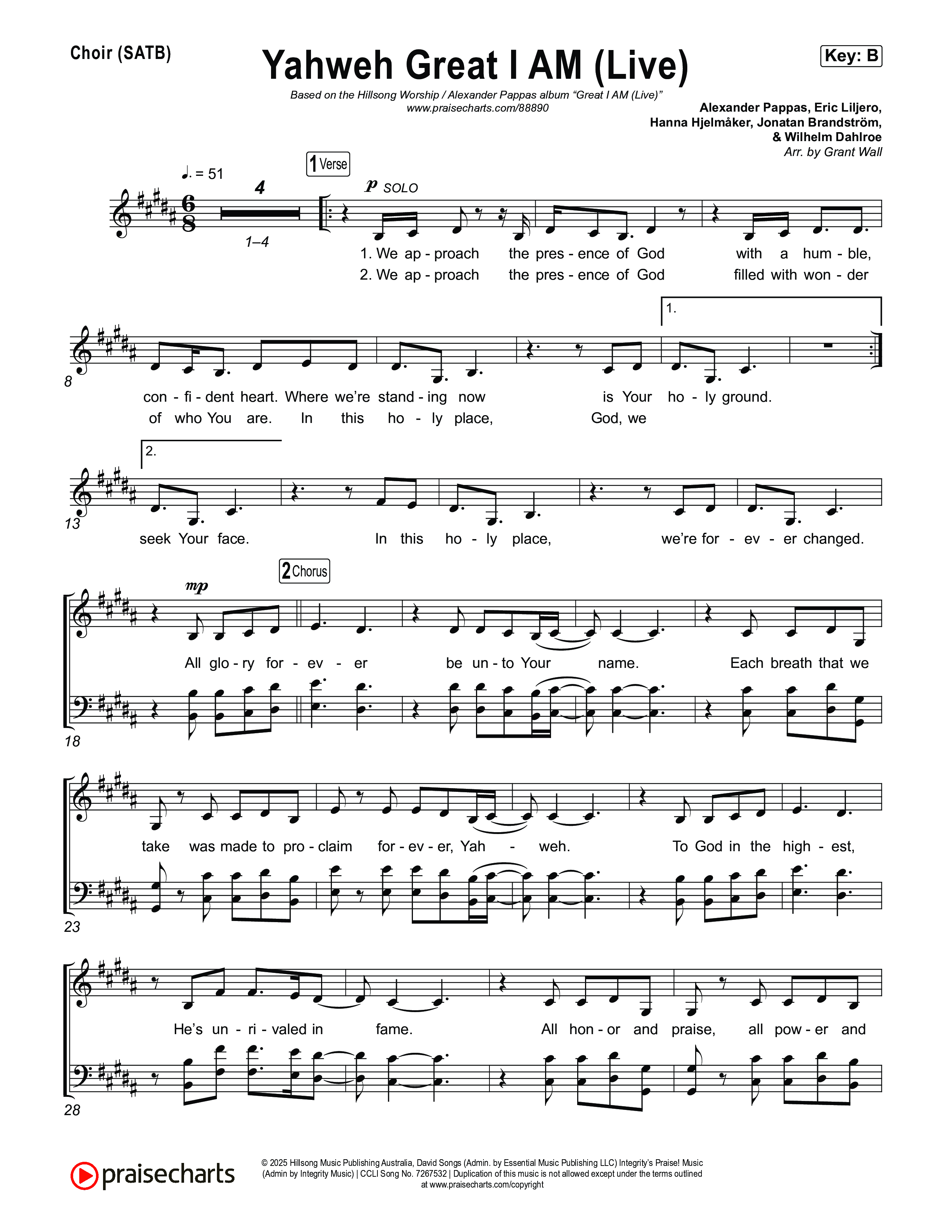 Yahweh Great I Am (Live) Choir Sheet (SATB) (Hillsong Worship)