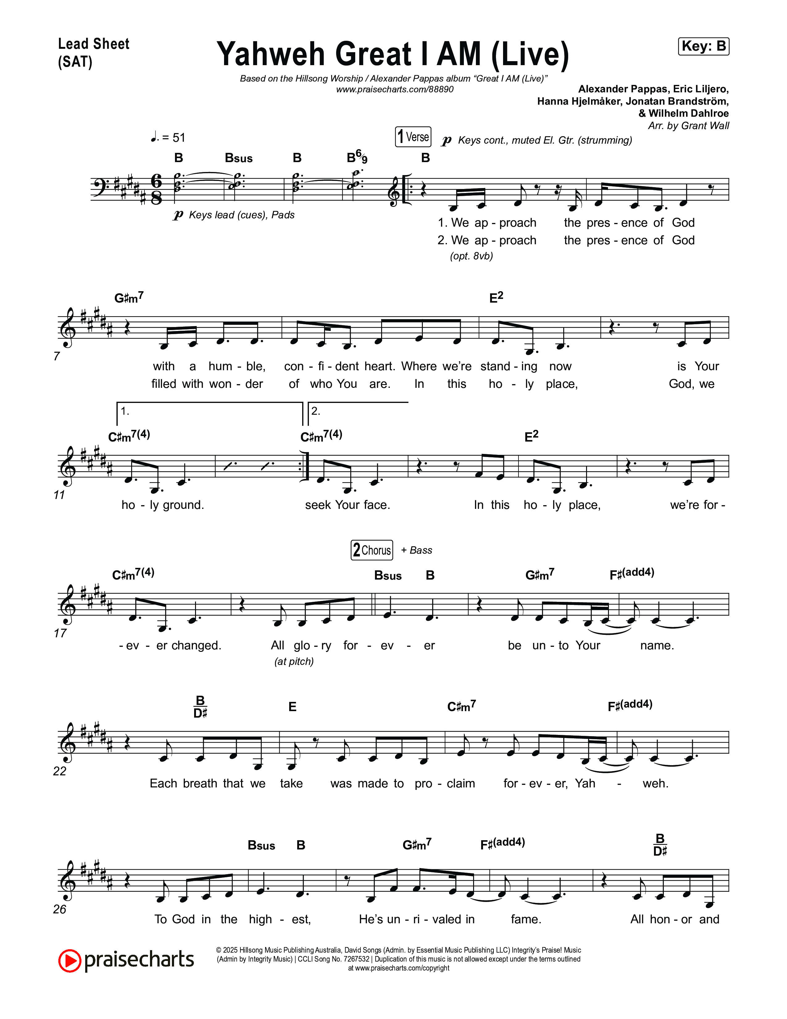 Yahweh Great I Am (Live) Lead Sheet (SAT) (Hillsong Worship)