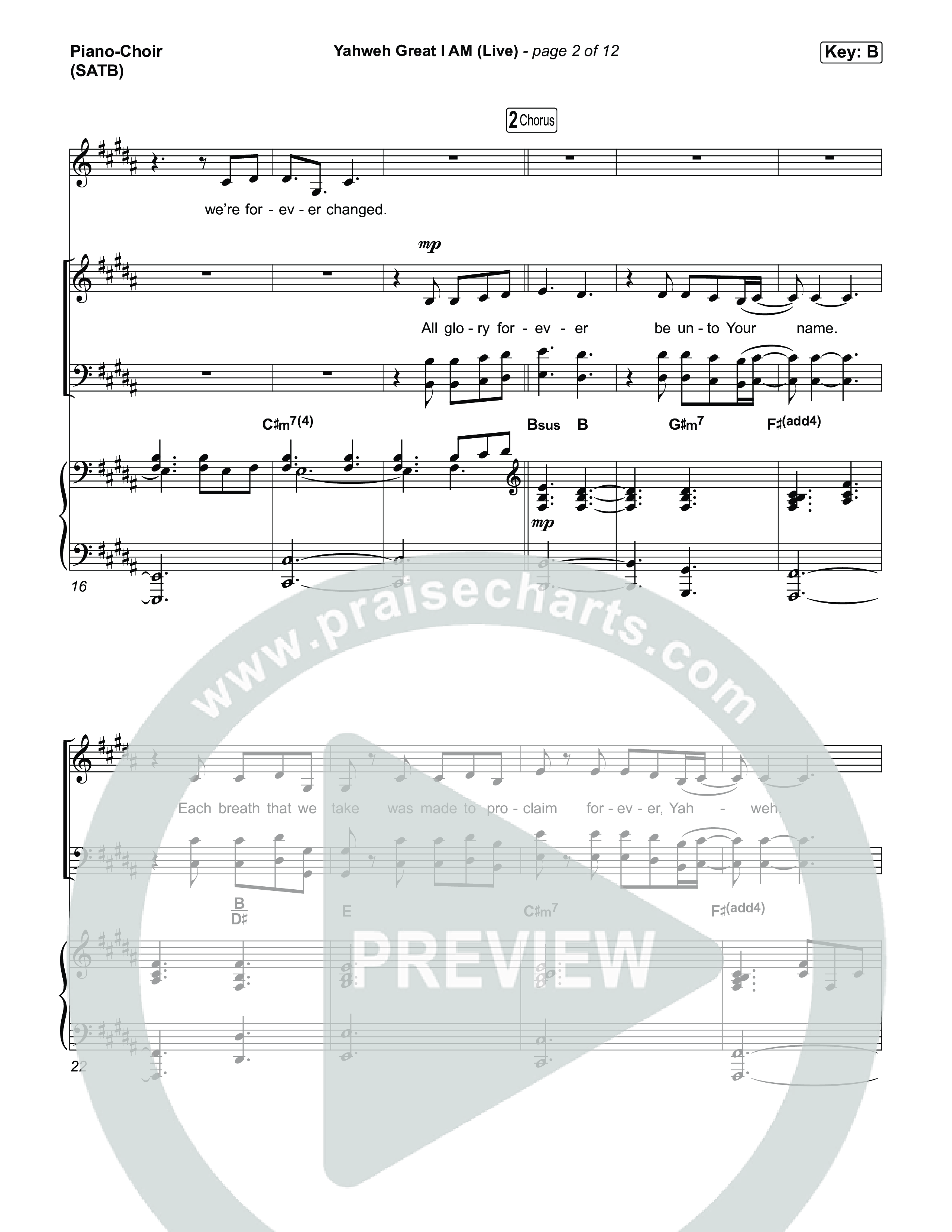 Yahweh Great I Am (Live) Piano/Vocal Pack (Hillsong Worship)