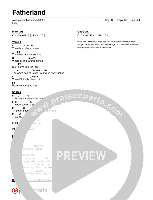 Fatherland Chords & Lyrics (kalley)