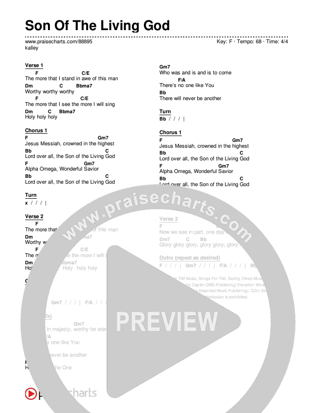Son Of The Living God Chords & Lyrics (kalley)