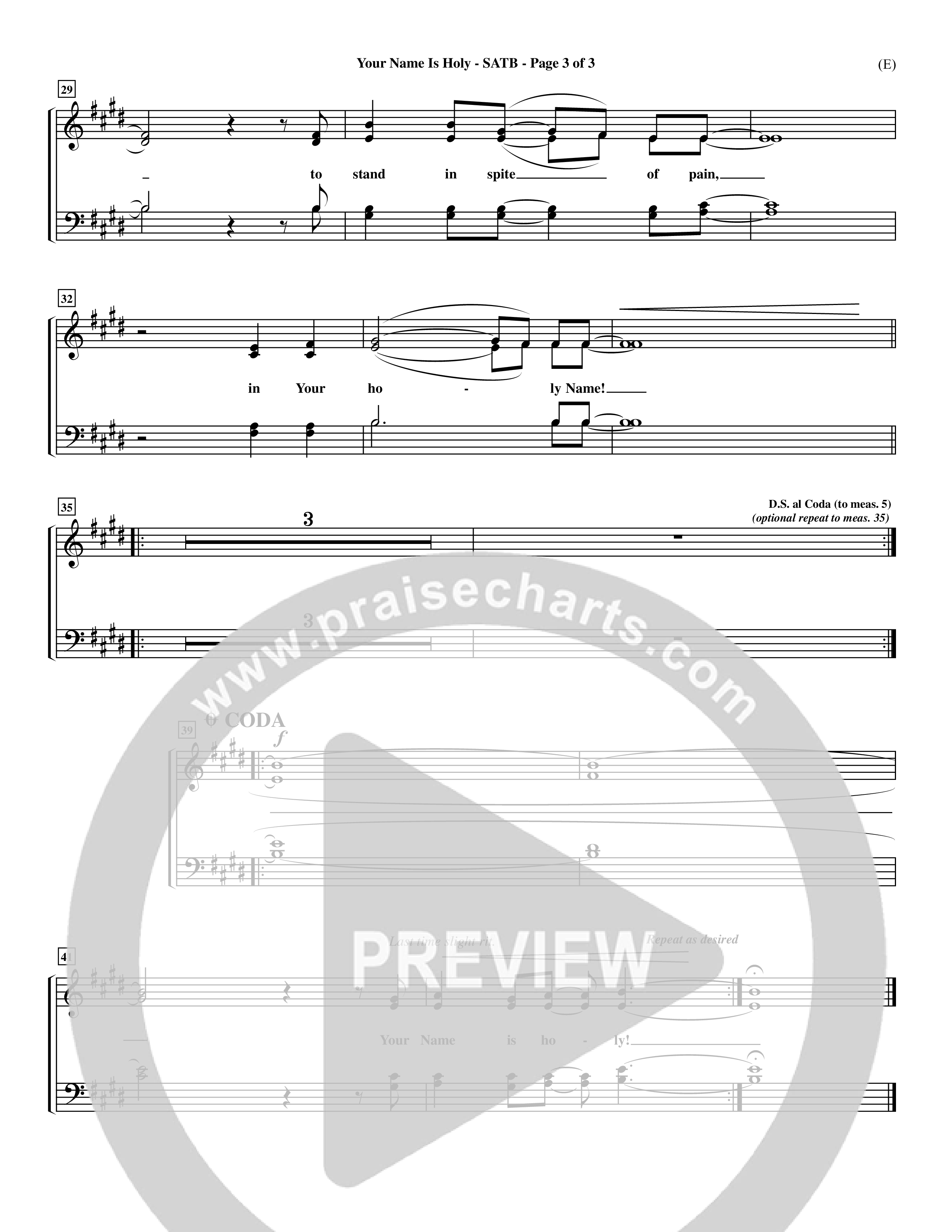 Your Name Is Holy (Choral Anthem SATB) Choir Sheet (SATB) (Word Music Choral / Orch. Michael Lawrence)