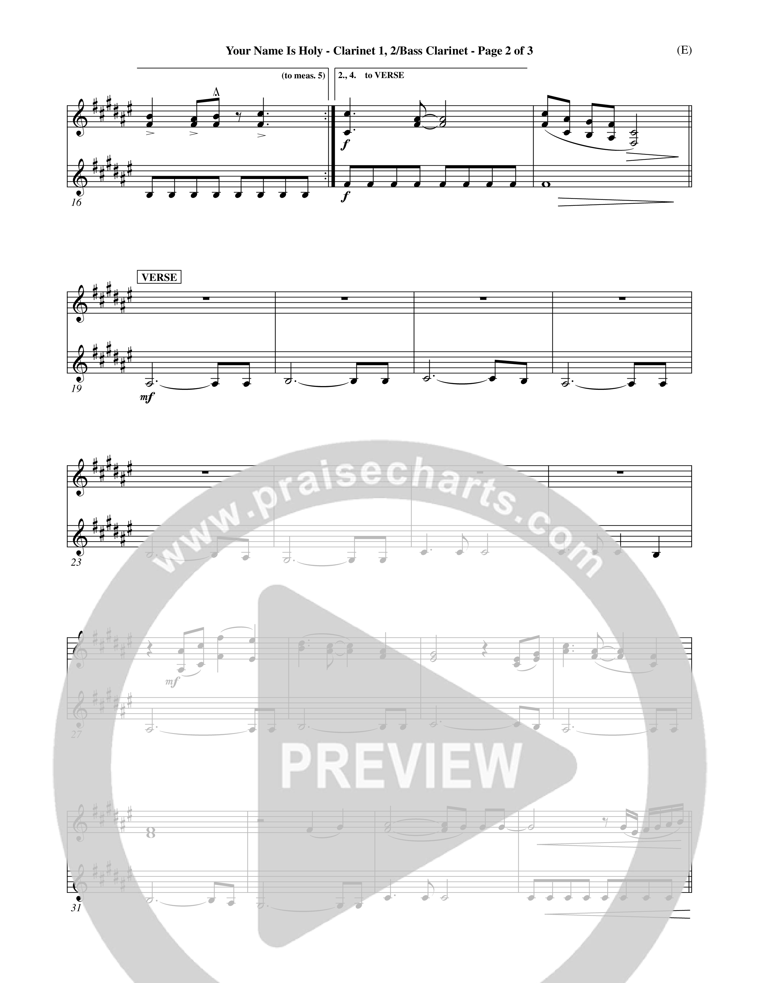 Your Name Is Holy (Choral Anthem SATB) Clarinet (Word Music Choral / Orch. Michael Lawrence)