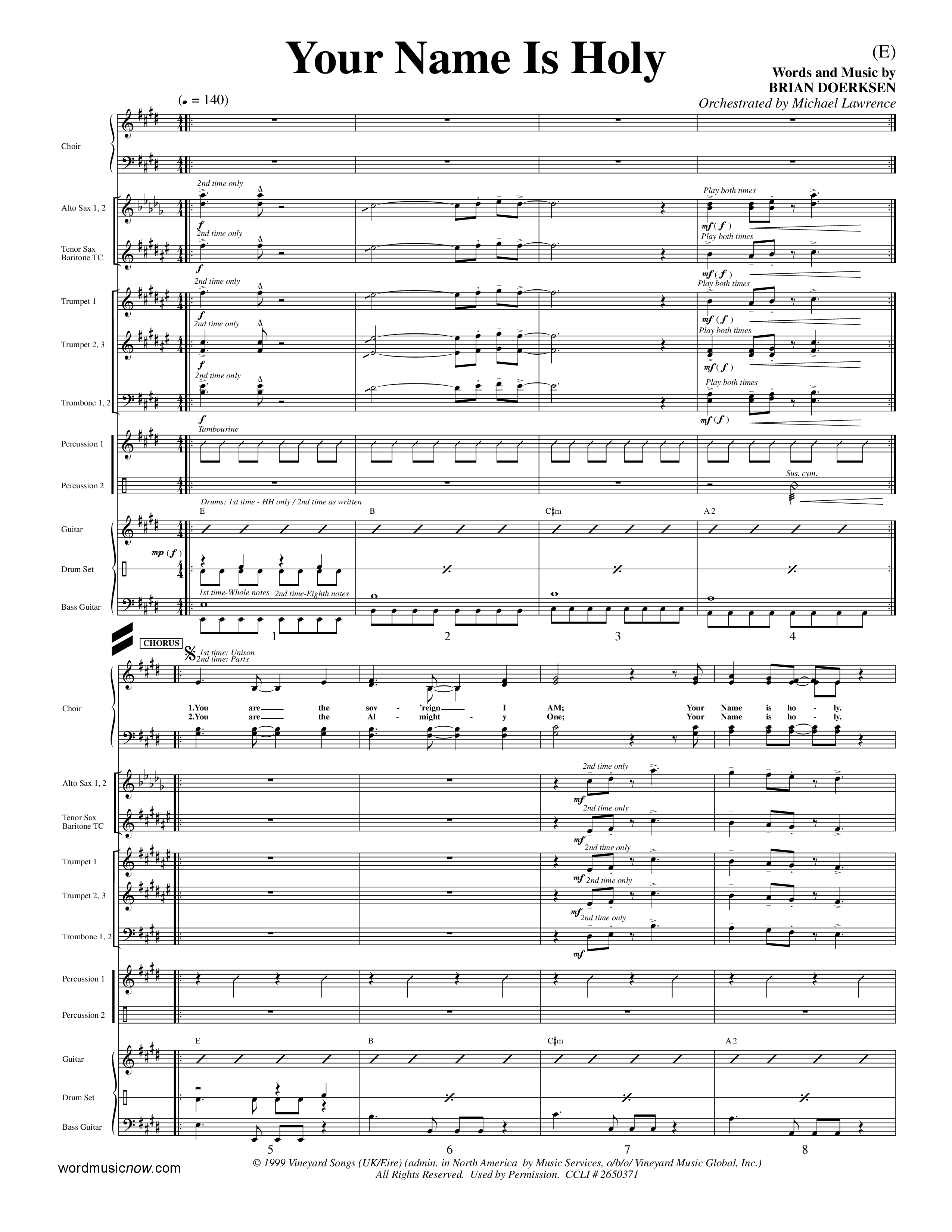 Your Name Is Holy (Choral Anthem SATB) Conductor's Score (Word Music Choral / Orch. Michael Lawrence)