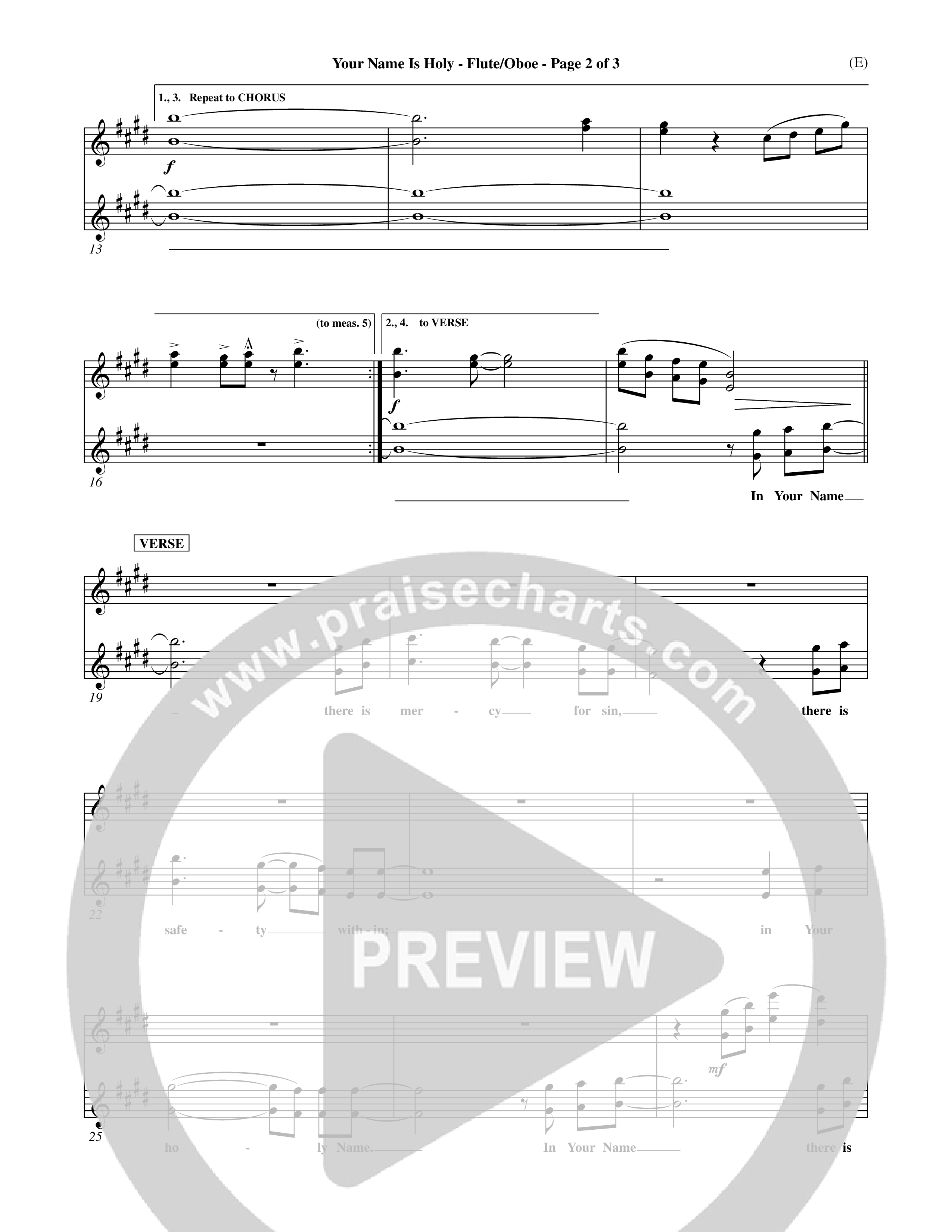 Your Name Is Holy (Choral Anthem SATB) Flute/Oboe (Word Music Choral / Orch. Michael Lawrence)