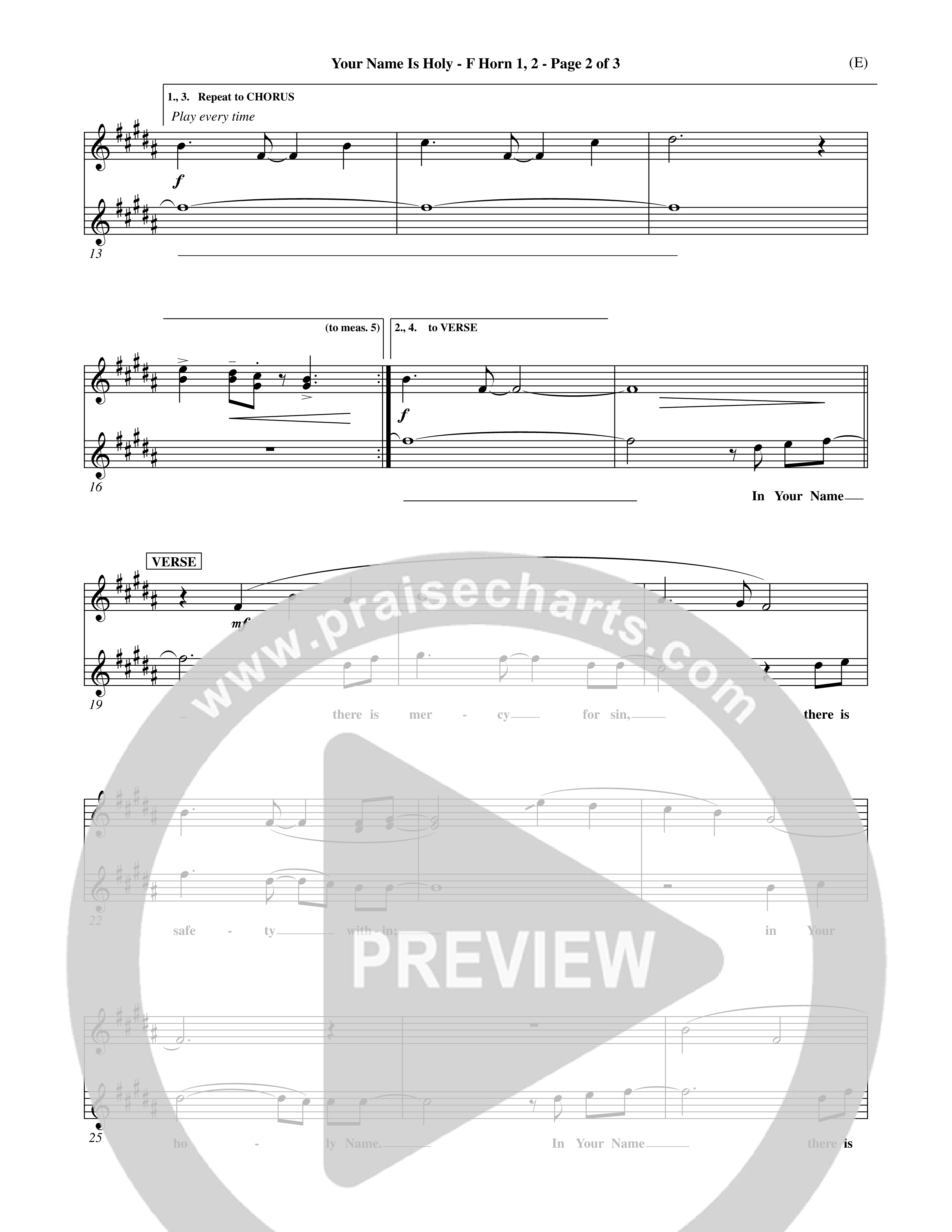 Your Name Is Holy (Choral Anthem SATB) French Horn (Word Music Choral / Orch. Michael Lawrence)