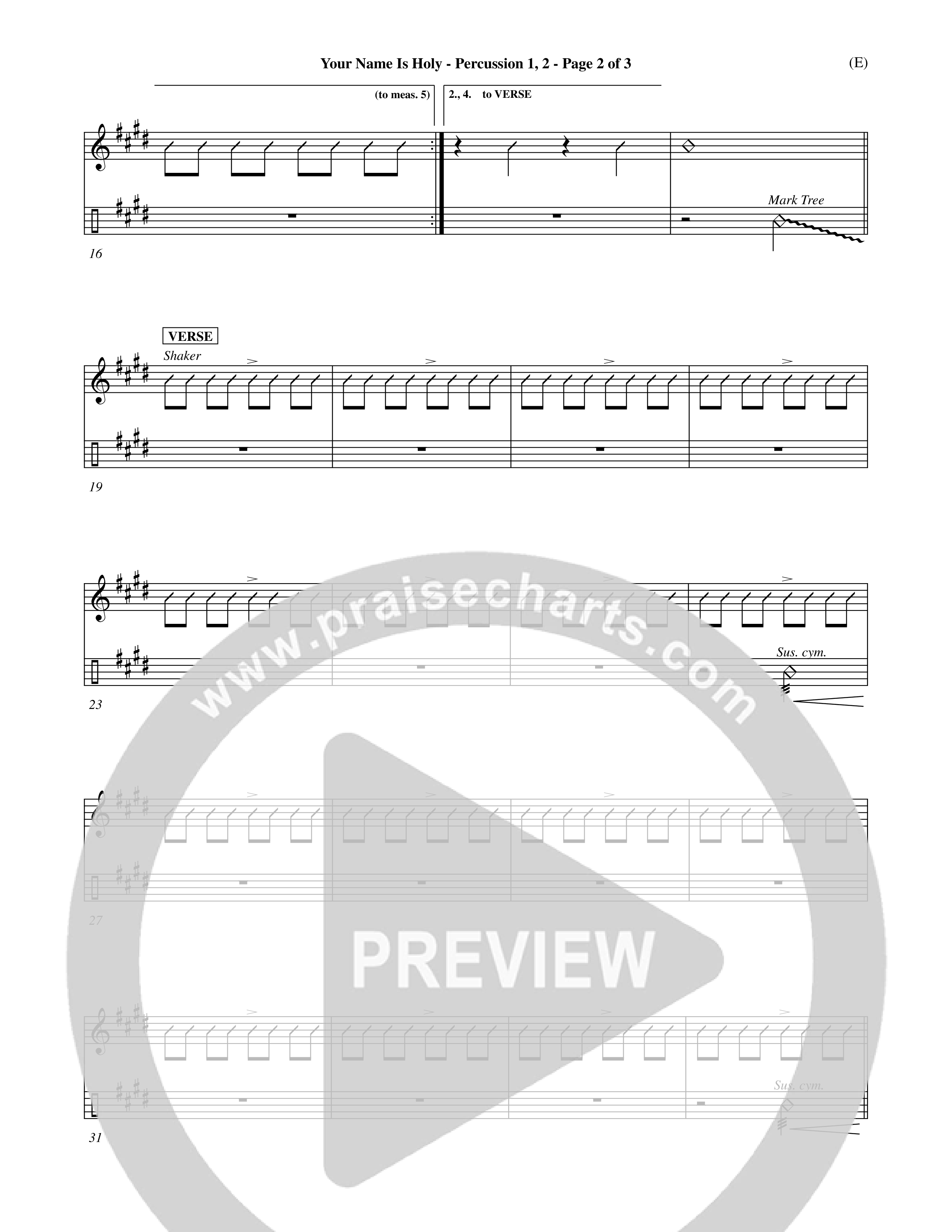 Your Name Is Holy (Choral Anthem SATB) Percussion 1/2 (Word Music Choral / Orch. Michael Lawrence)