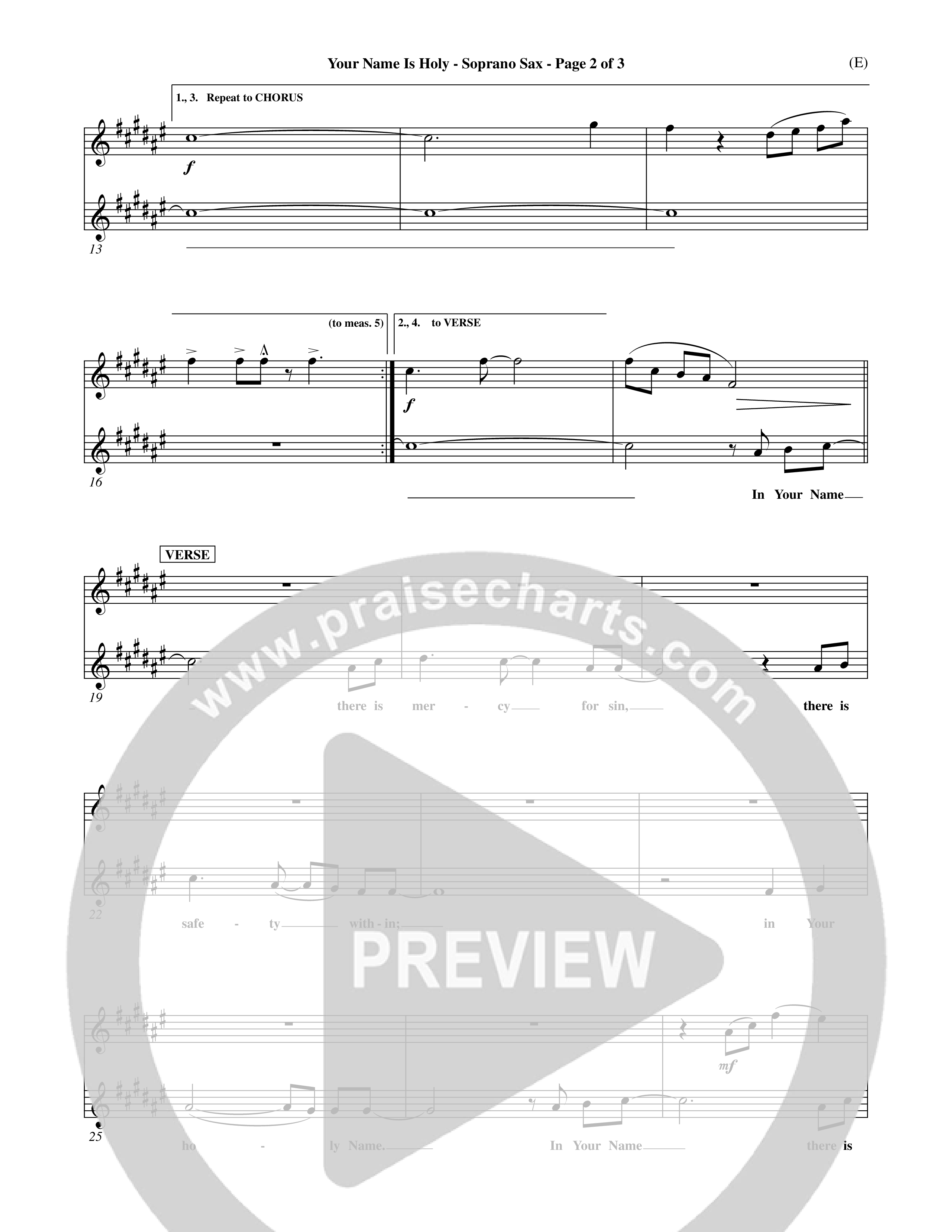 Your Name Is Holy (Choral Anthem SATB) Saxophone (Word Music Choral / Orch. Michael Lawrence)