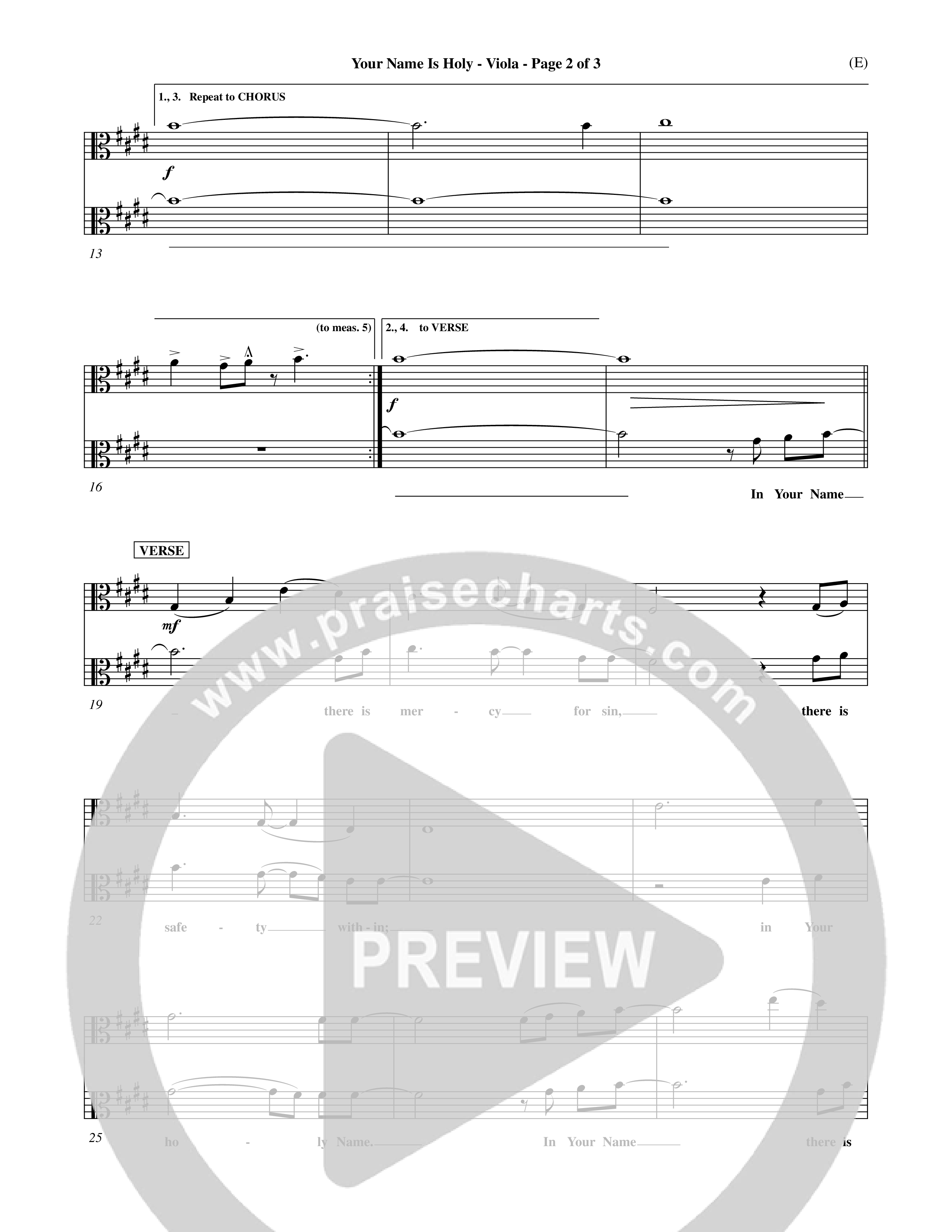Your Name Is Holy (Choral Anthem SATB) Viola (Word Music Choral / Orch. Michael Lawrence)