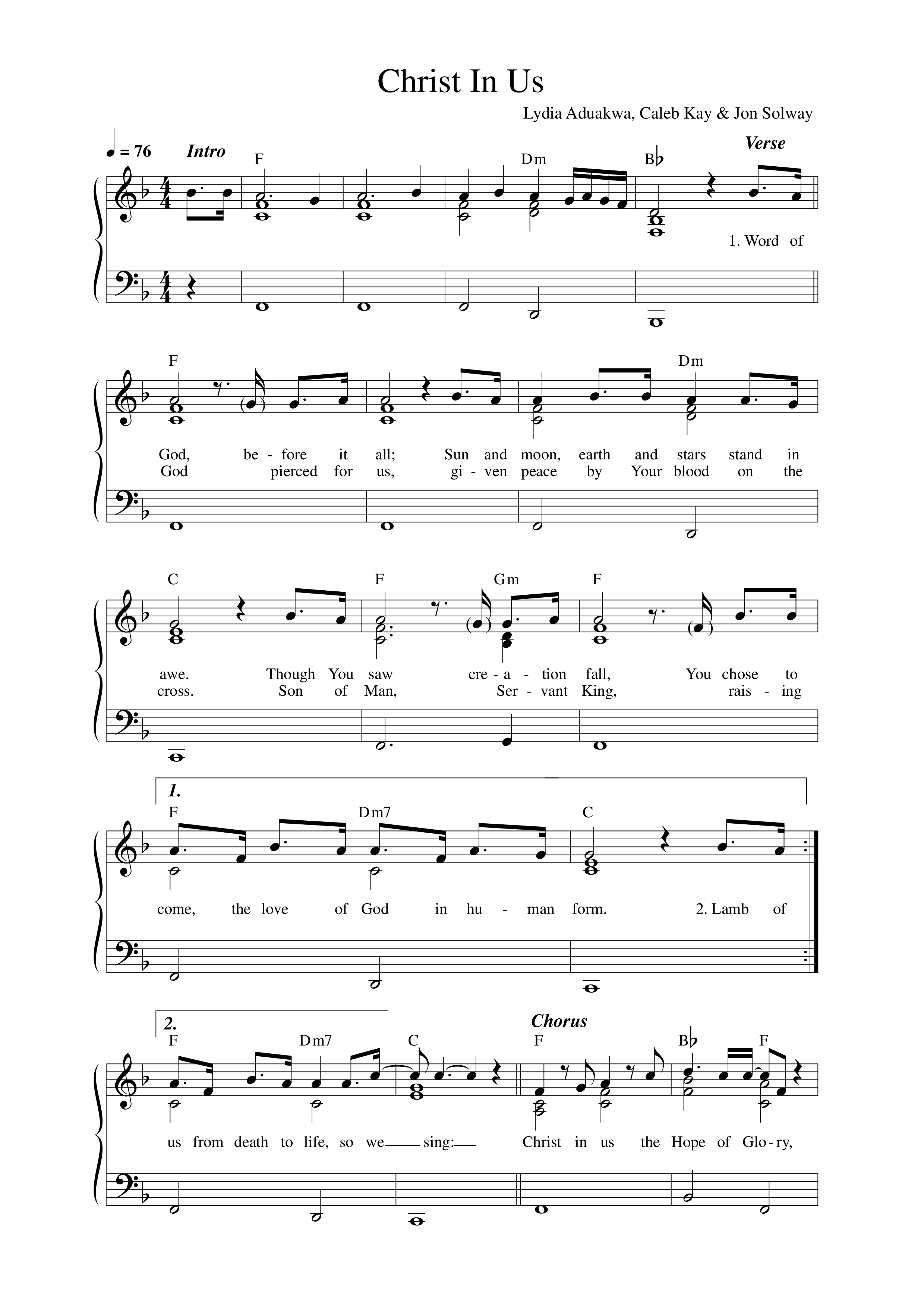 Christ In Us (Live) Lead Sheet Melody (Vineyard Worship)