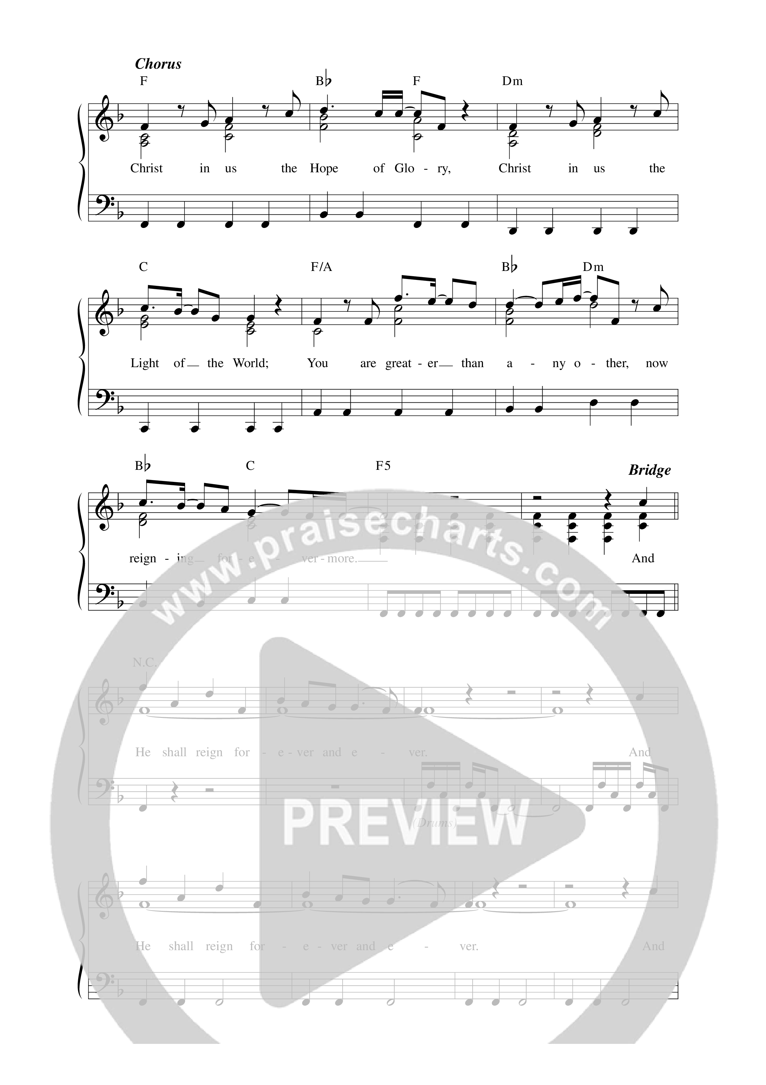 Christ In Us (Live) Lead Sheet Melody (Vineyard Worship)