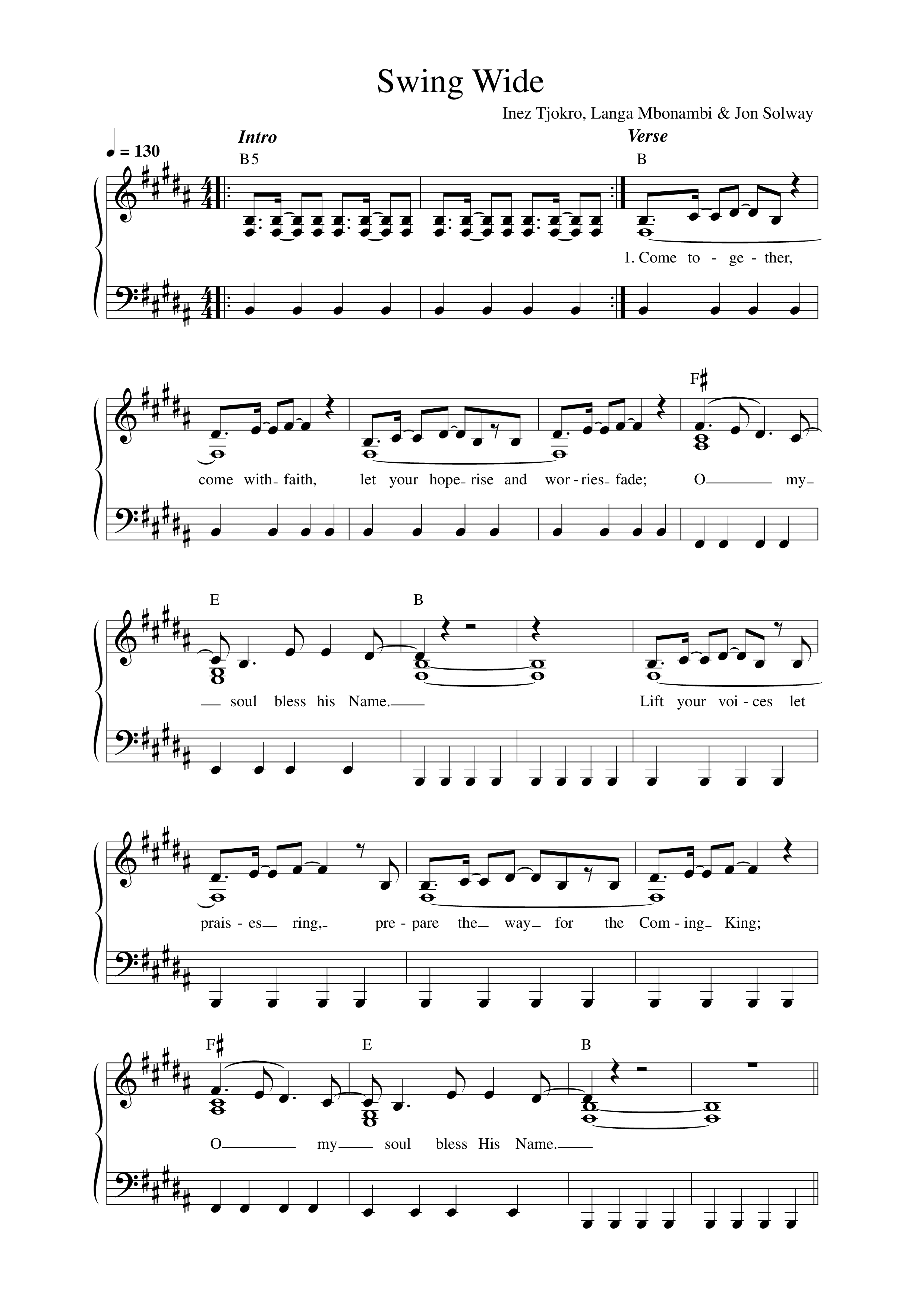 Swing Wide (Live) Lead Sheet Melody (Vineyard Worship)