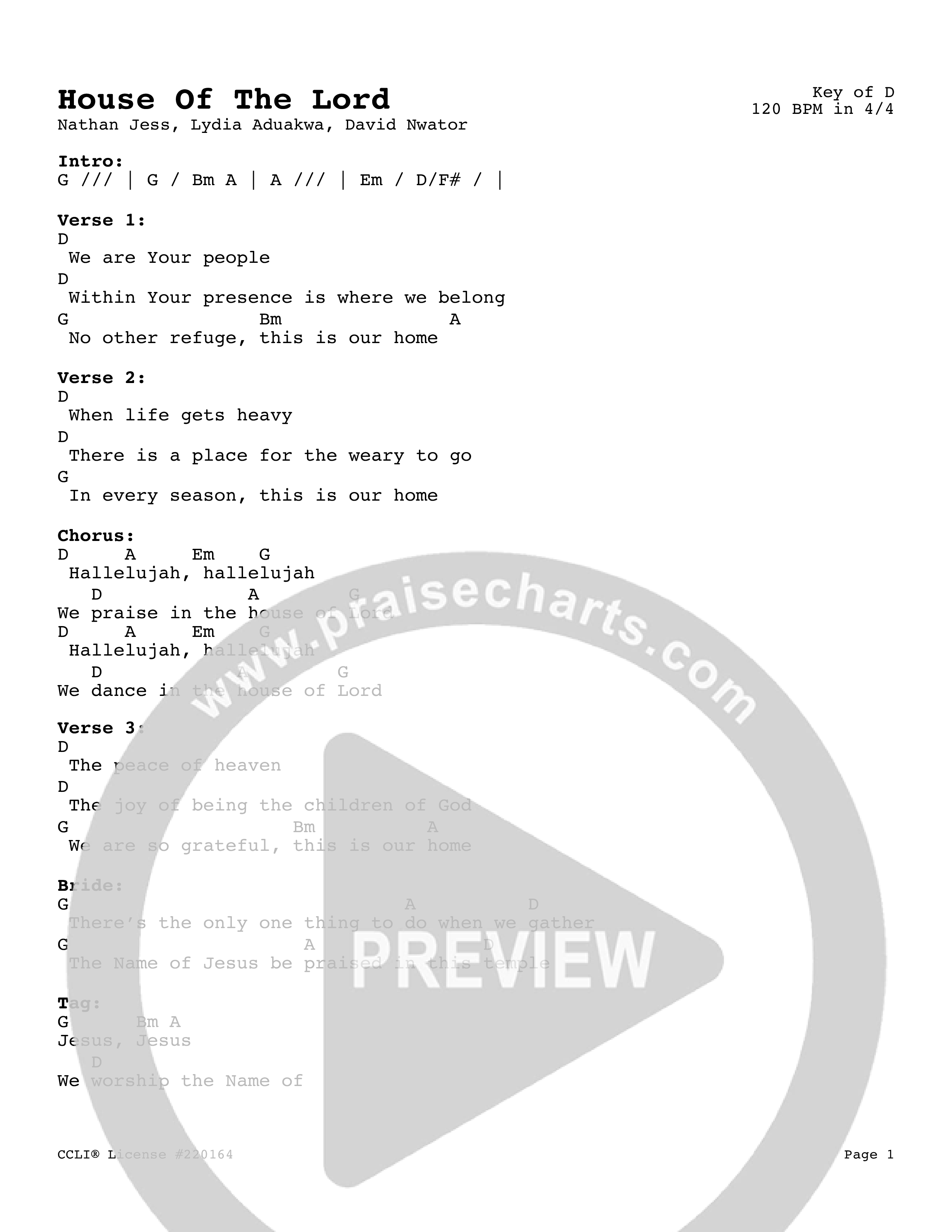 House Of The Lord (Live) Chord Chart (Vineyard Worship)