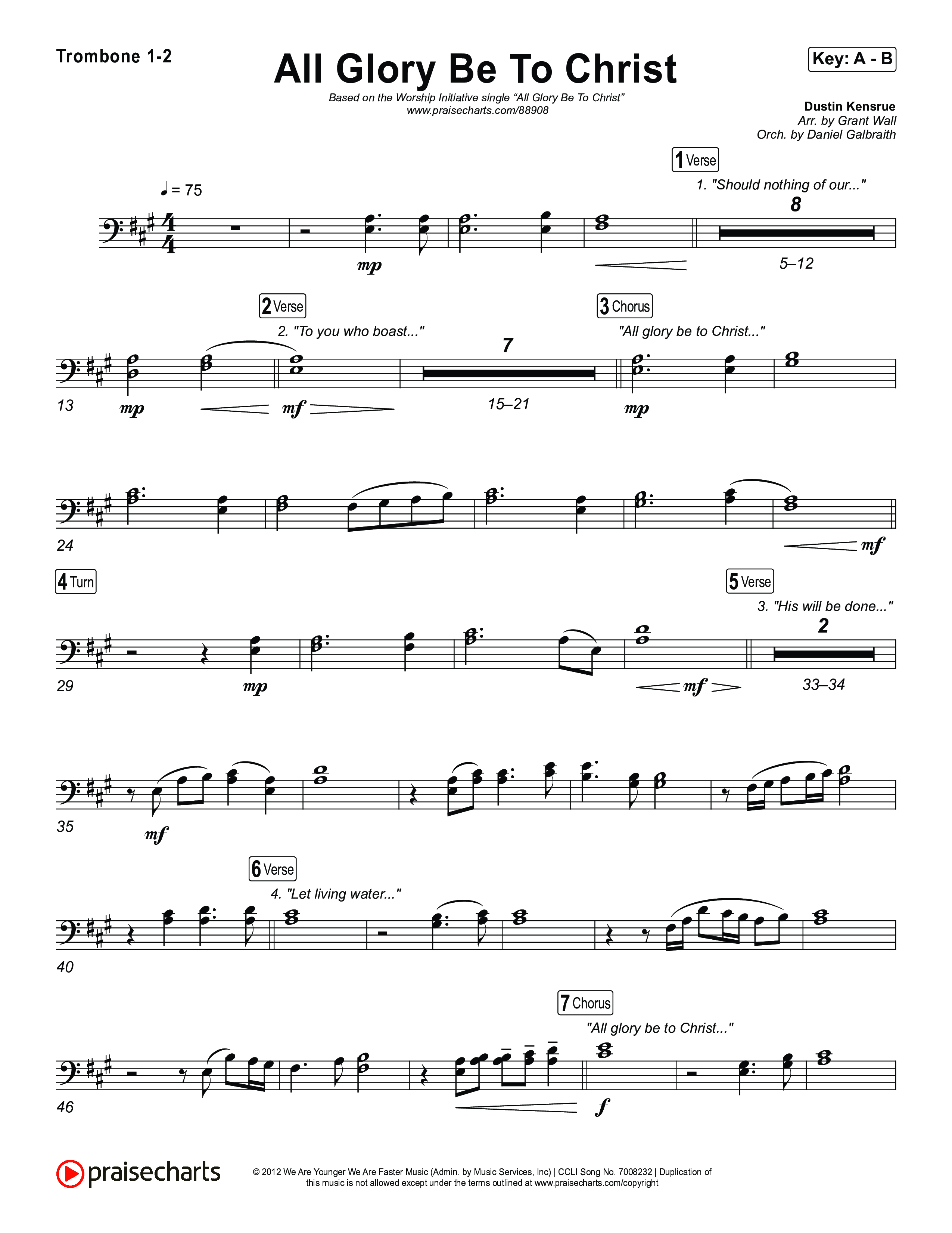 All Glory Be To Christ Trombone Sheet Music PDF (The Worship Initiative ...