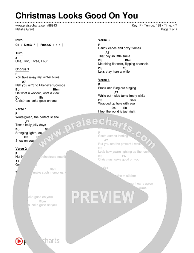 Christmas Looks Good On You Chords & Lyrics (Natalie Grant)