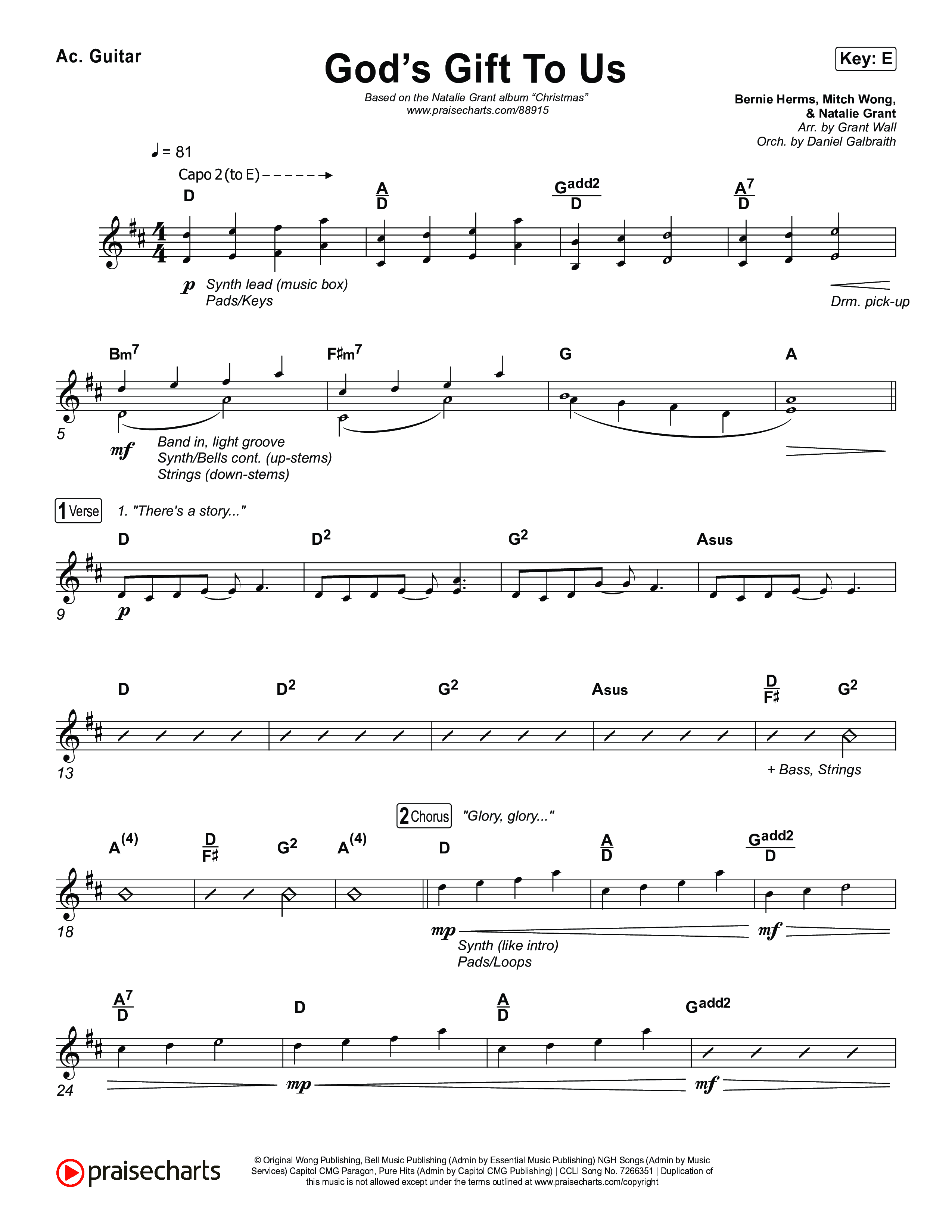 God’s Gift To Us Acoustic Guitar (Natalie Grant)