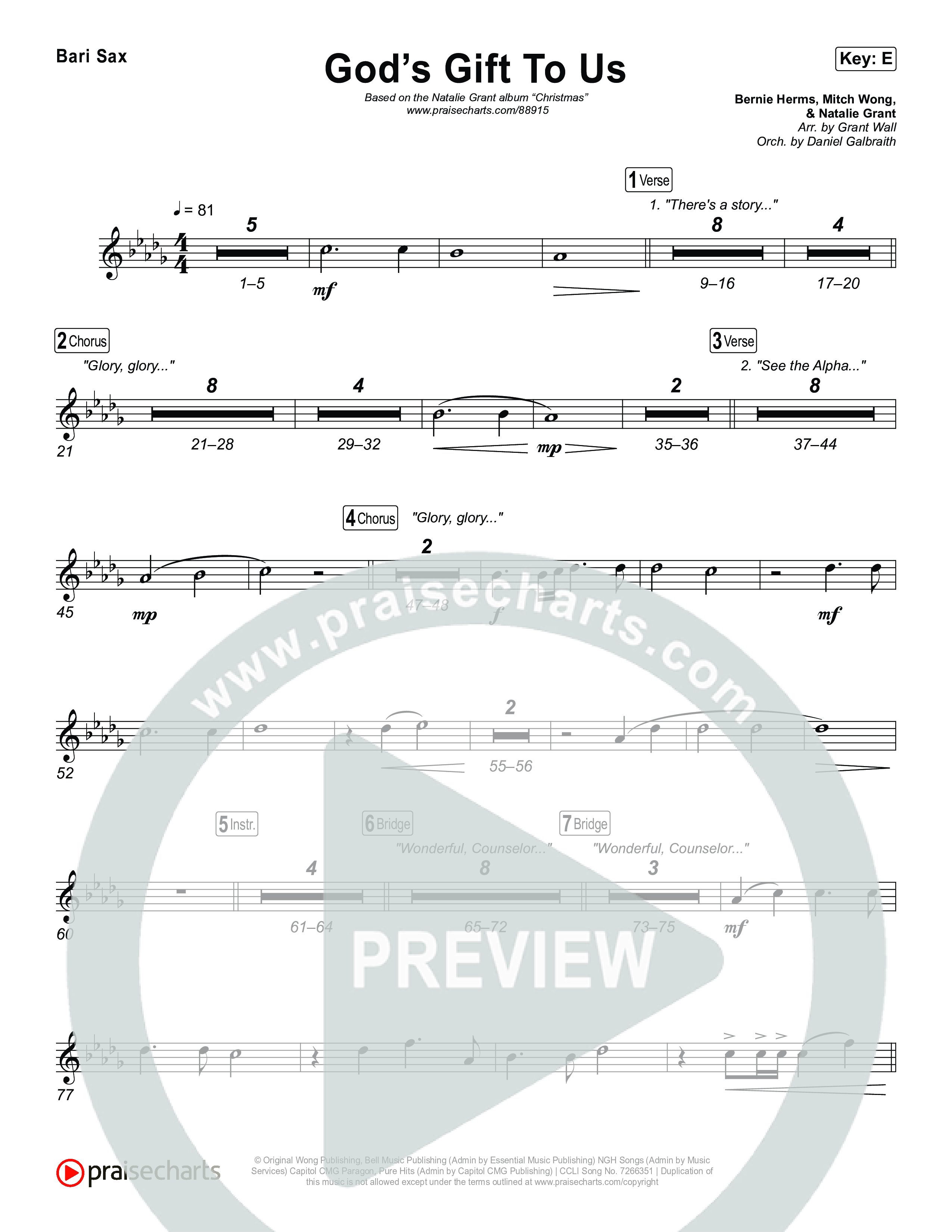 God’s Gift To Us Bari Sax (Natalie Grant)