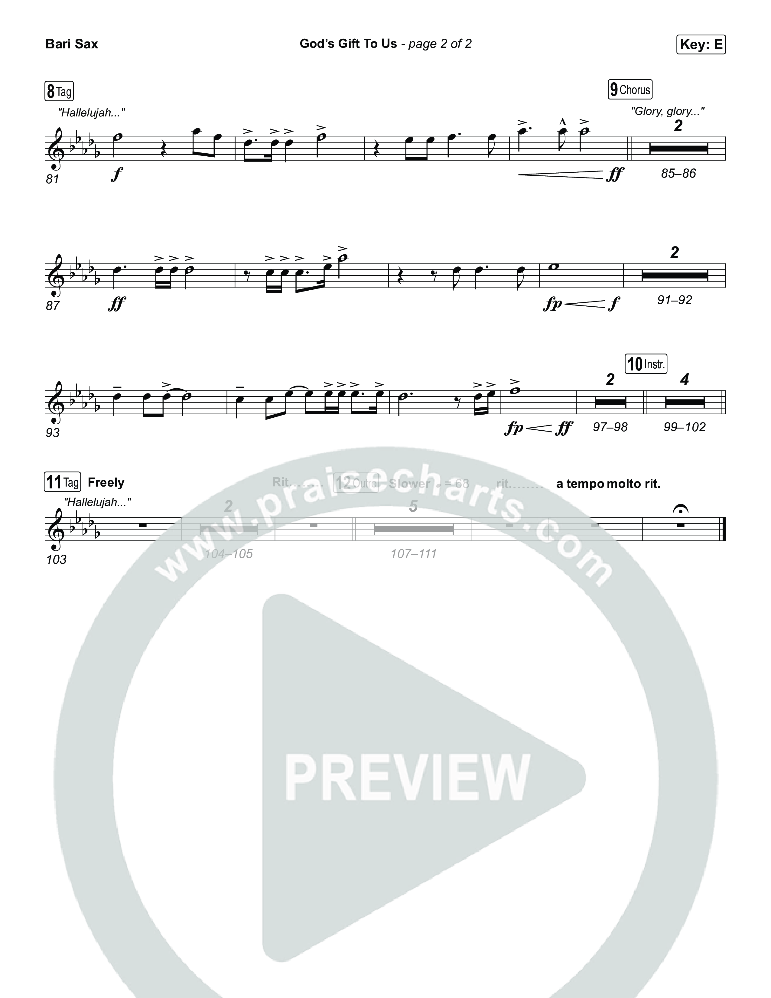 God’s Gift To Us Bari Sax (Natalie Grant)